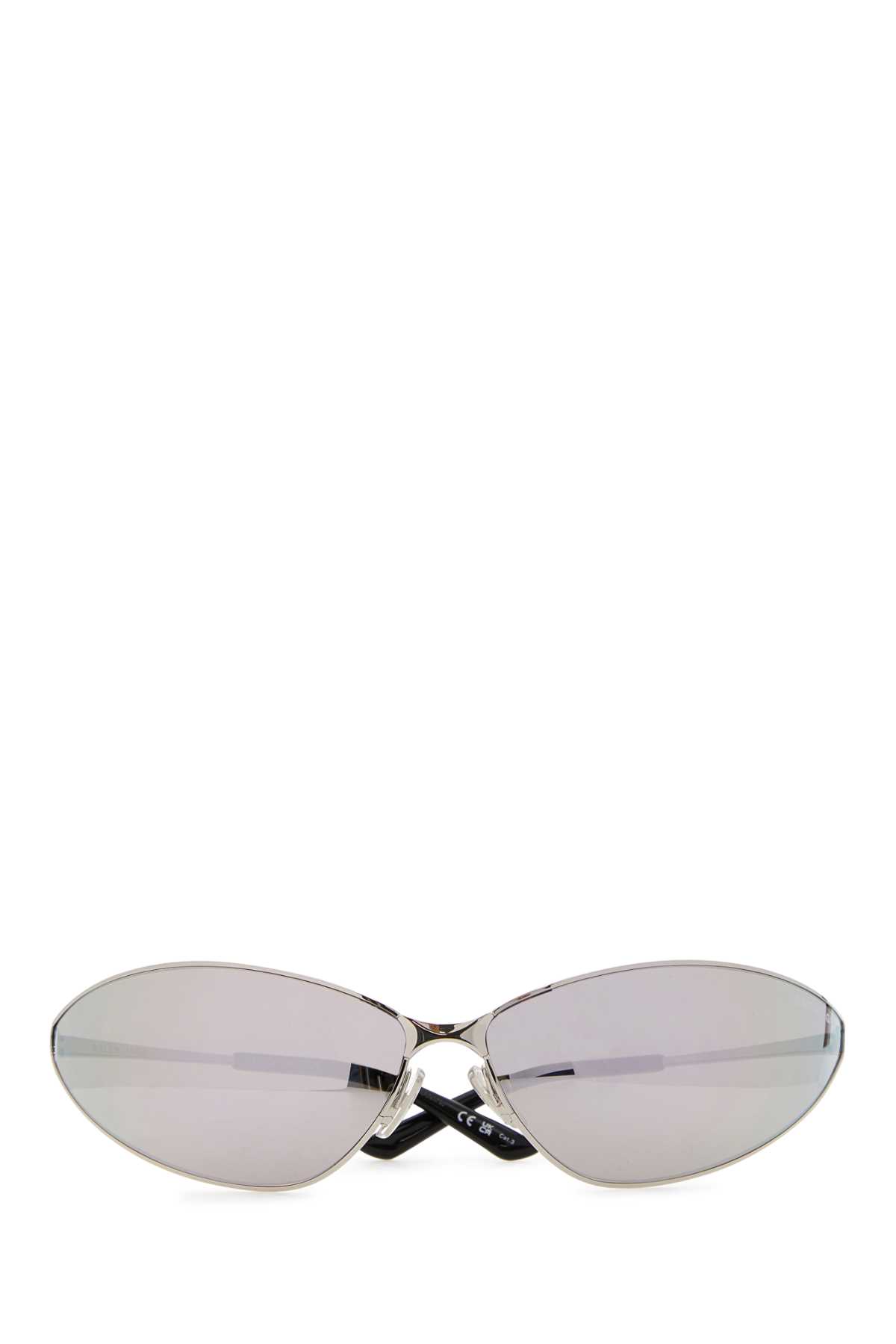 Shop Balenciaga Silver Metal Razor Sunglasses