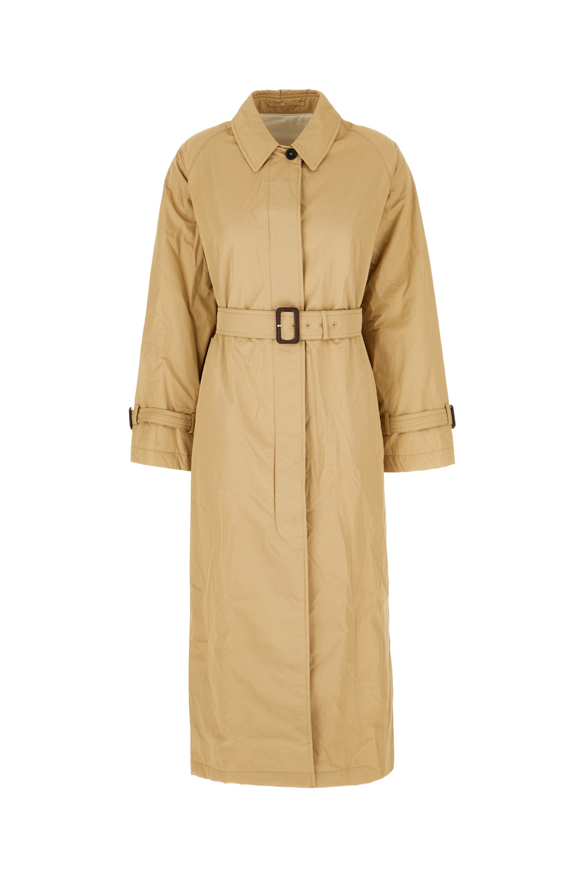 Shop Weekend Max Mara Sand Cotton Blend Padded Trench In Beige