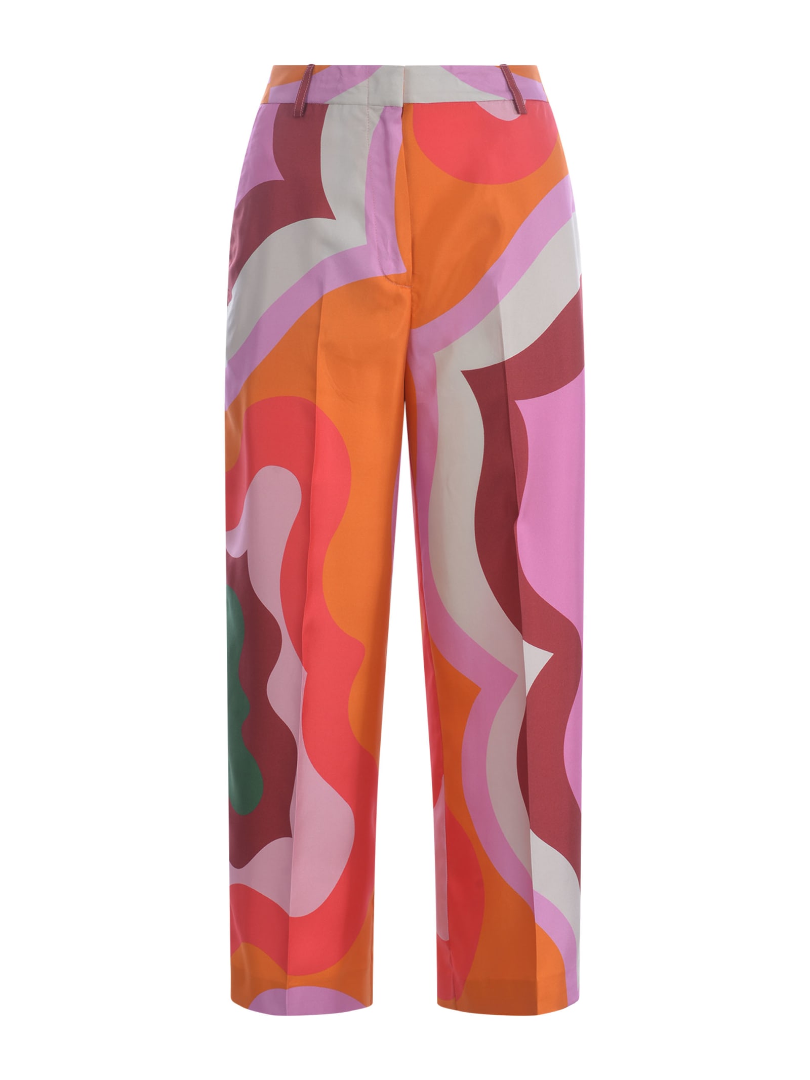 Shop Etro Trousers  Color Block In Silk In Arancione