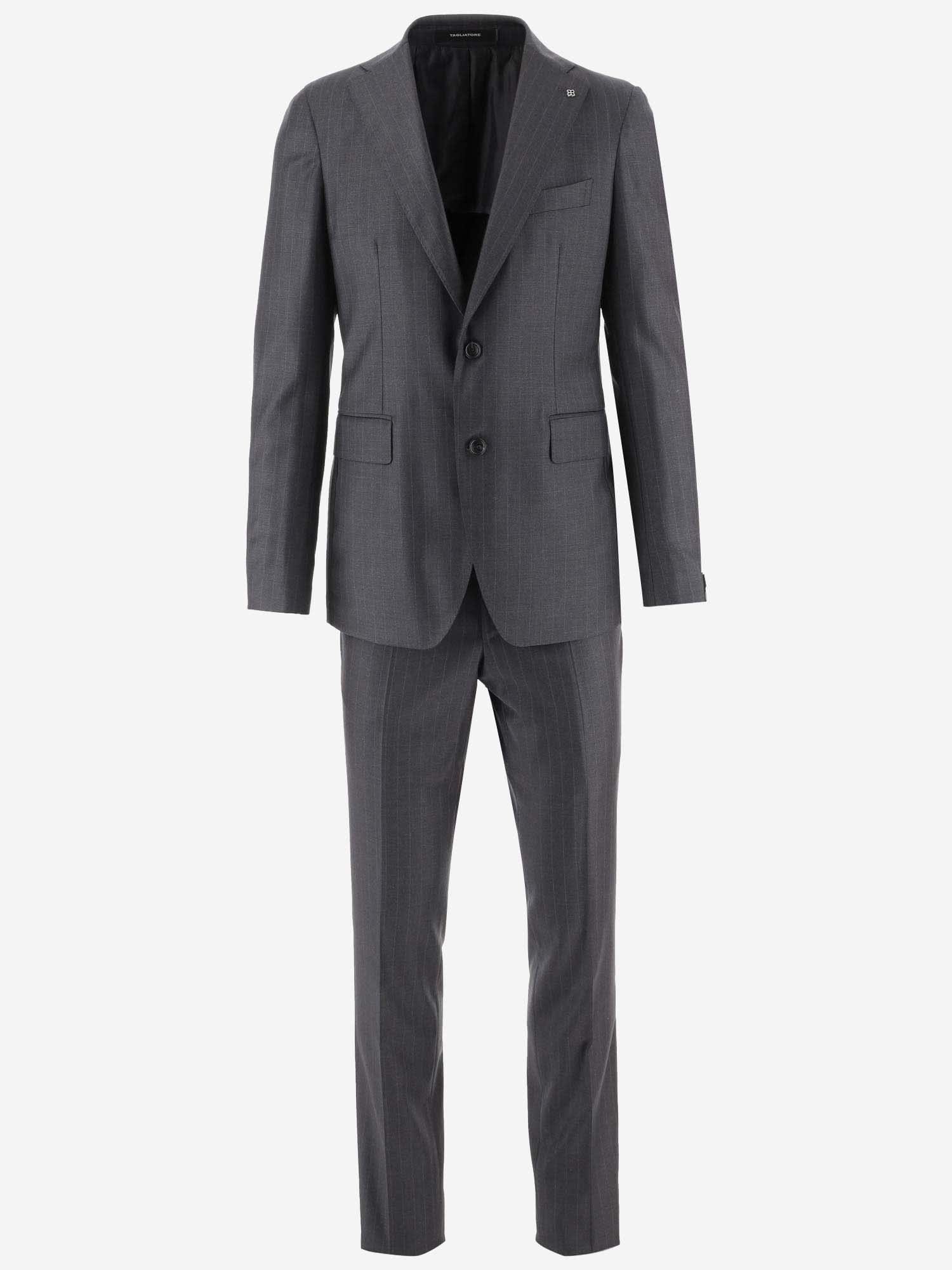 Shop Tagliatore Stretch Wool Suit In Grey