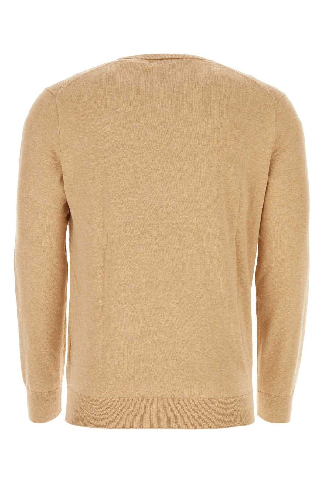 Shop Ralph Lauren Logo-embroidered Crewneck Sweater In Brown