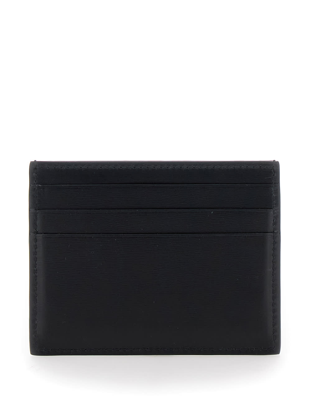 Ferragamo Florence Black Card Holder With Logo Lettering On The Front In Grained Leather Man