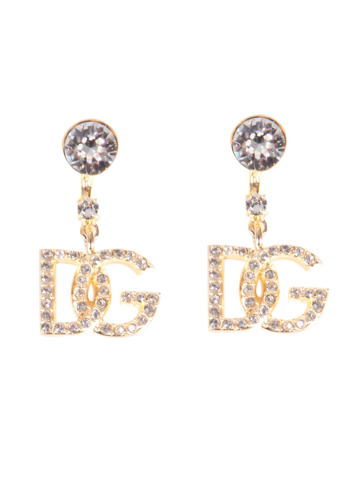 Dolce & Gabbana Dg Logo Earrings With Rhinestones