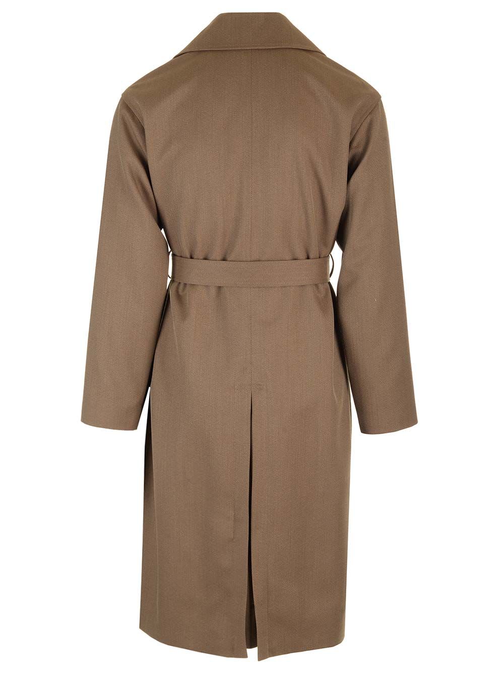 Shop Lardini Attitude Double-breasted Trench Coat In Brown