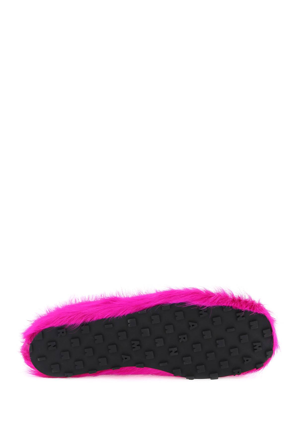 Shop Marni Long-haired Leather Moccasins In In Fuxia (fuchsia)