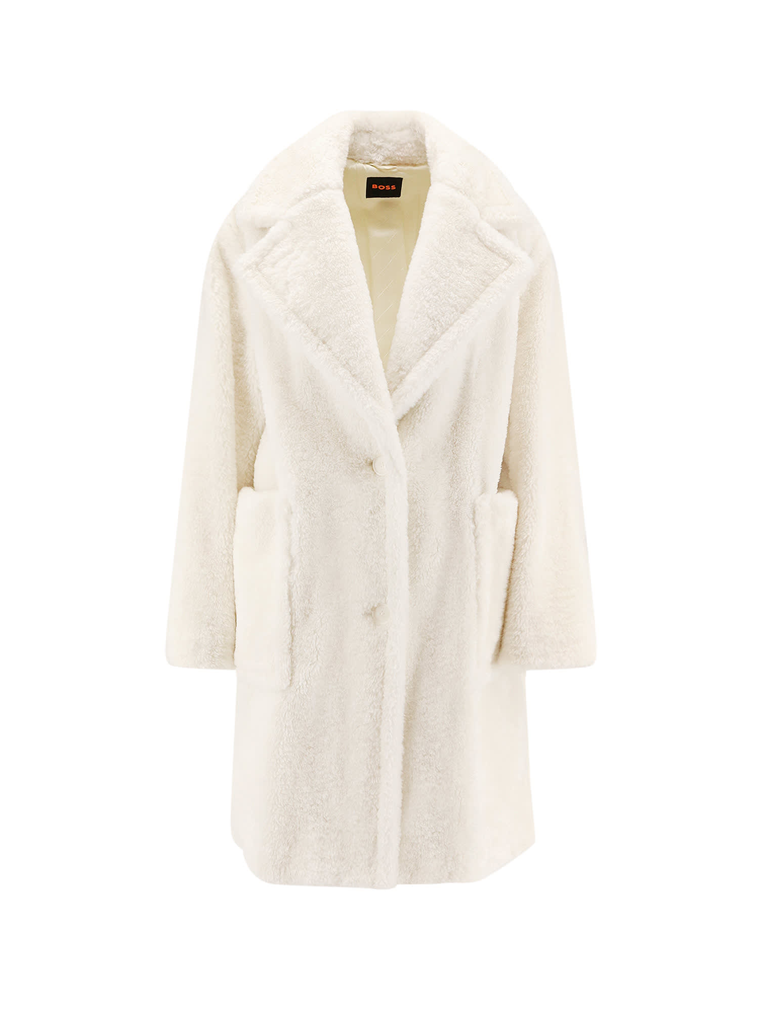 Hugo Boss Catedy Synthetic Fur Coat In White
