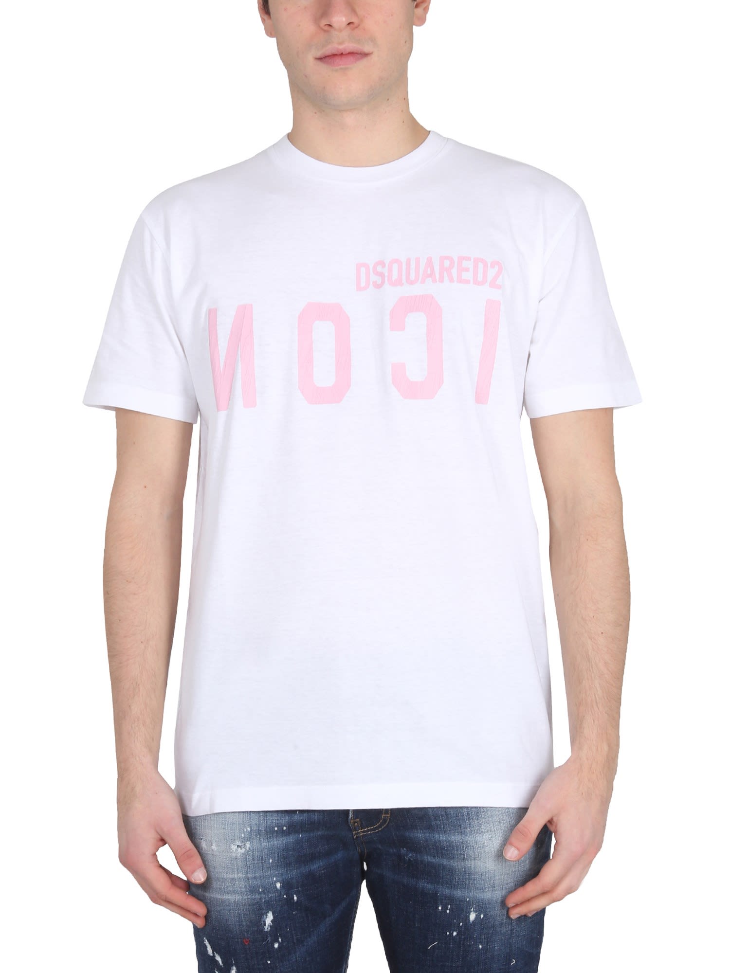 Dsquared2 Dsquared Men Logo Print T-shirt In Bianco
