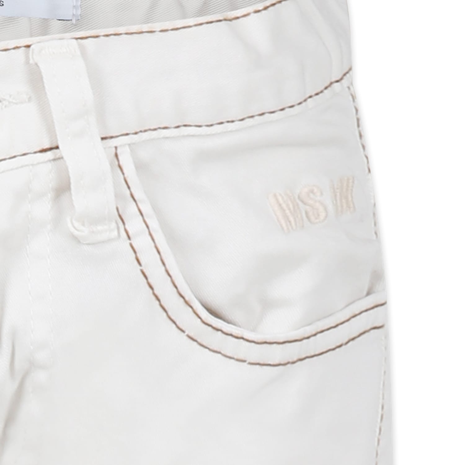 Msgm Ivory Trousers For Boy With Logo In Ivory