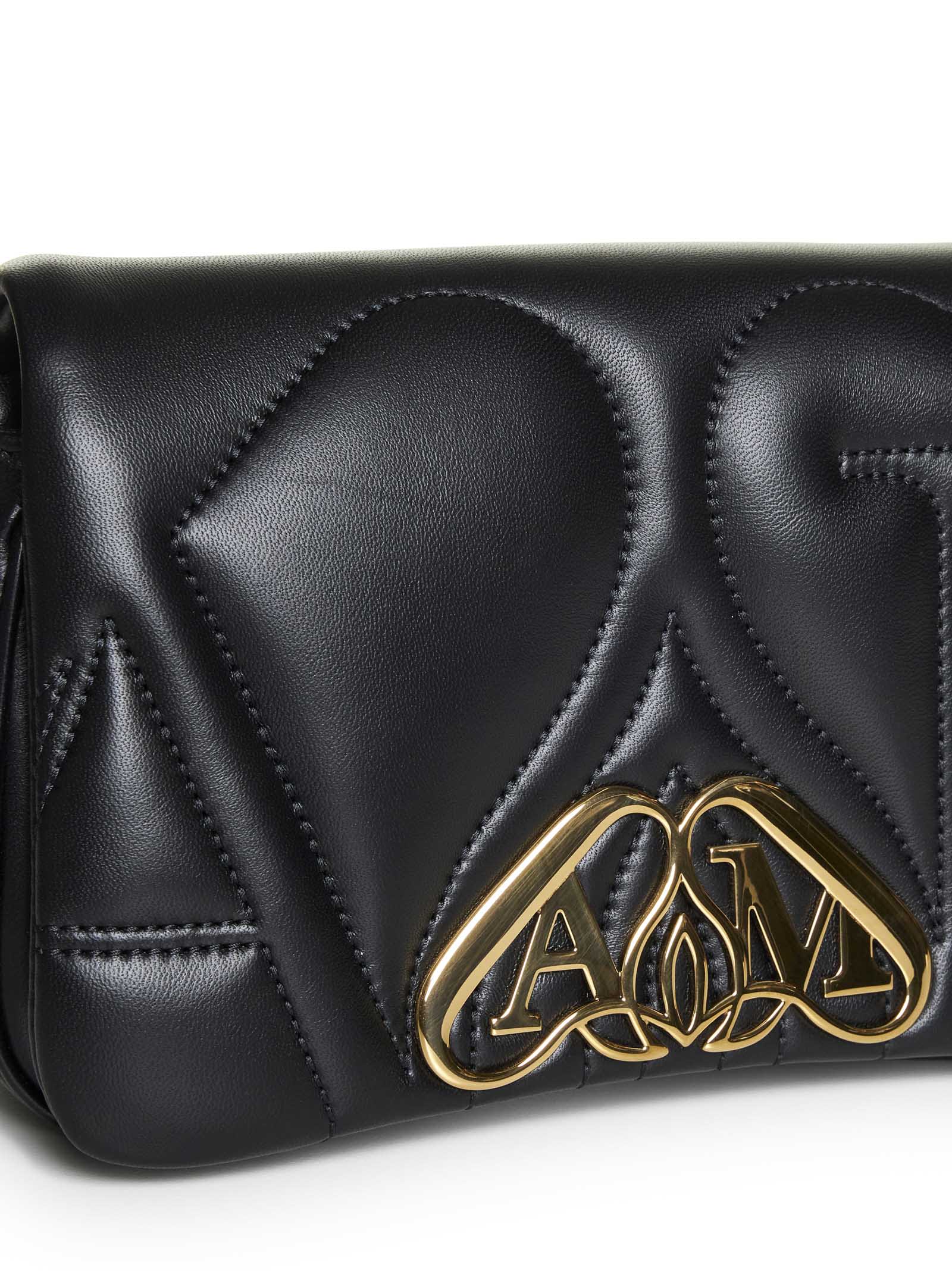 Alexander Mcqueen The Seal Mini Embellished Quilted Leather Shoulder Bag In Black