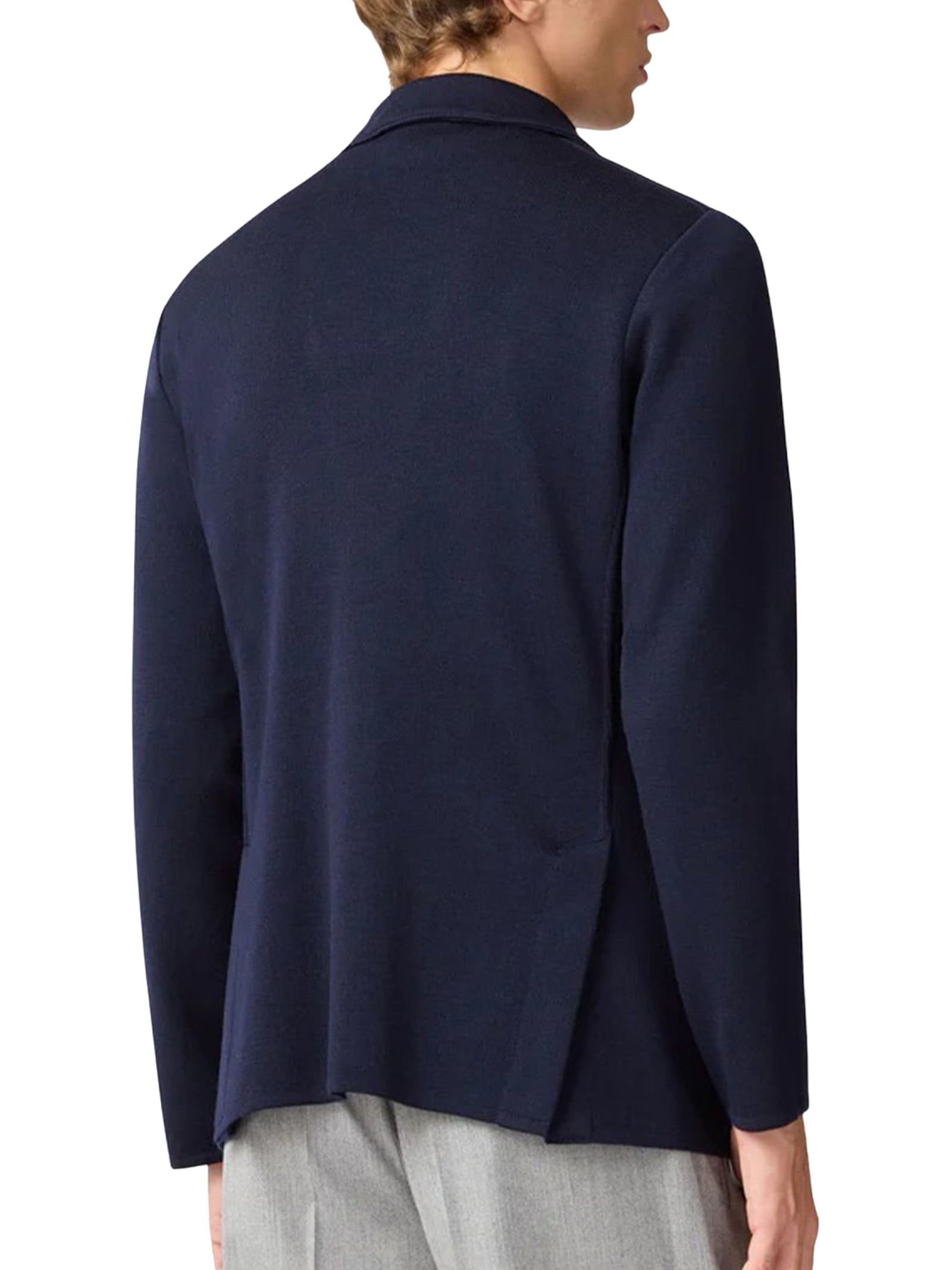 Lardini Doublebrested Knitted Jacket In Blue
