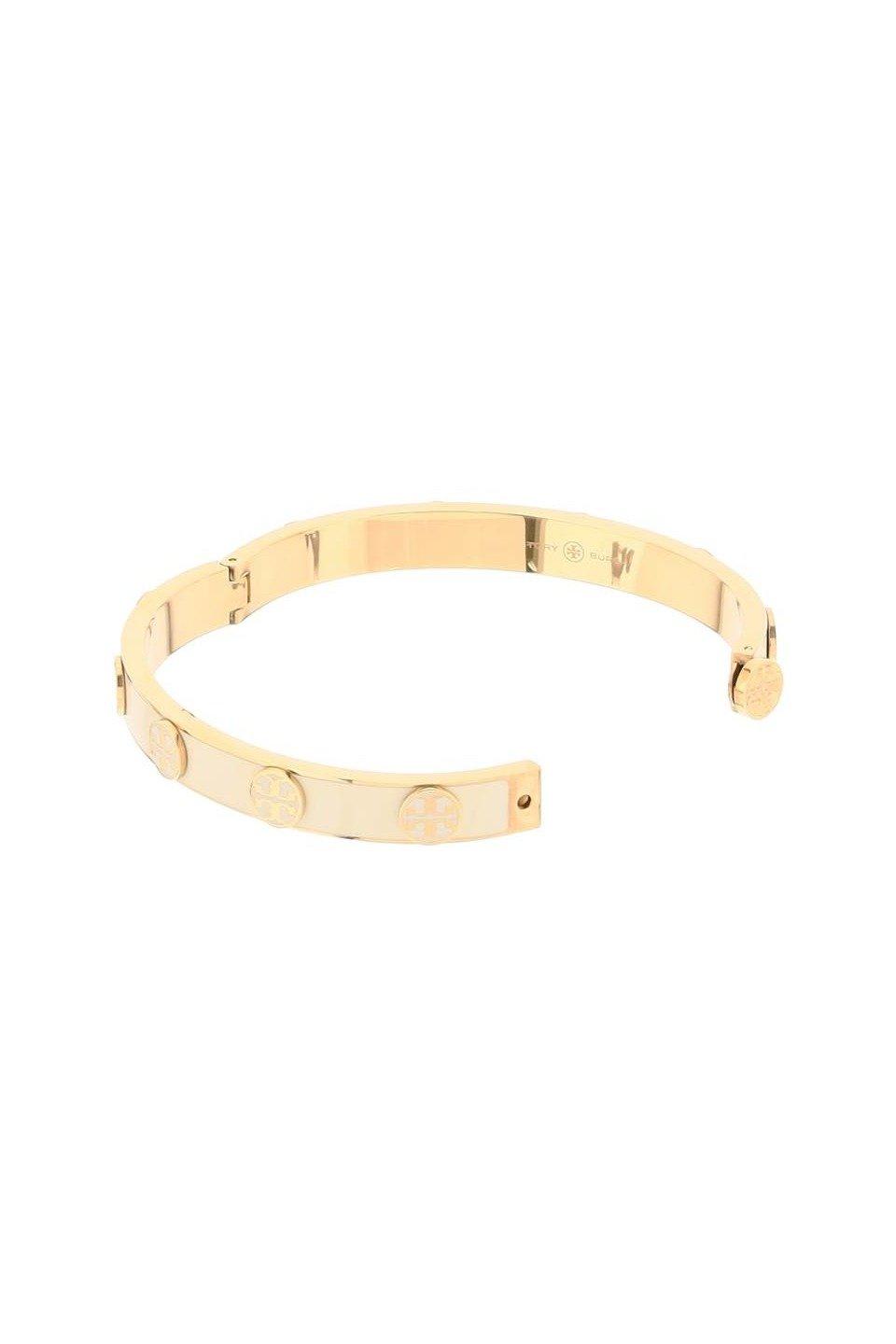 Shop Tory Burch Miller Stud Hinged Bracelet In Gold/ivory