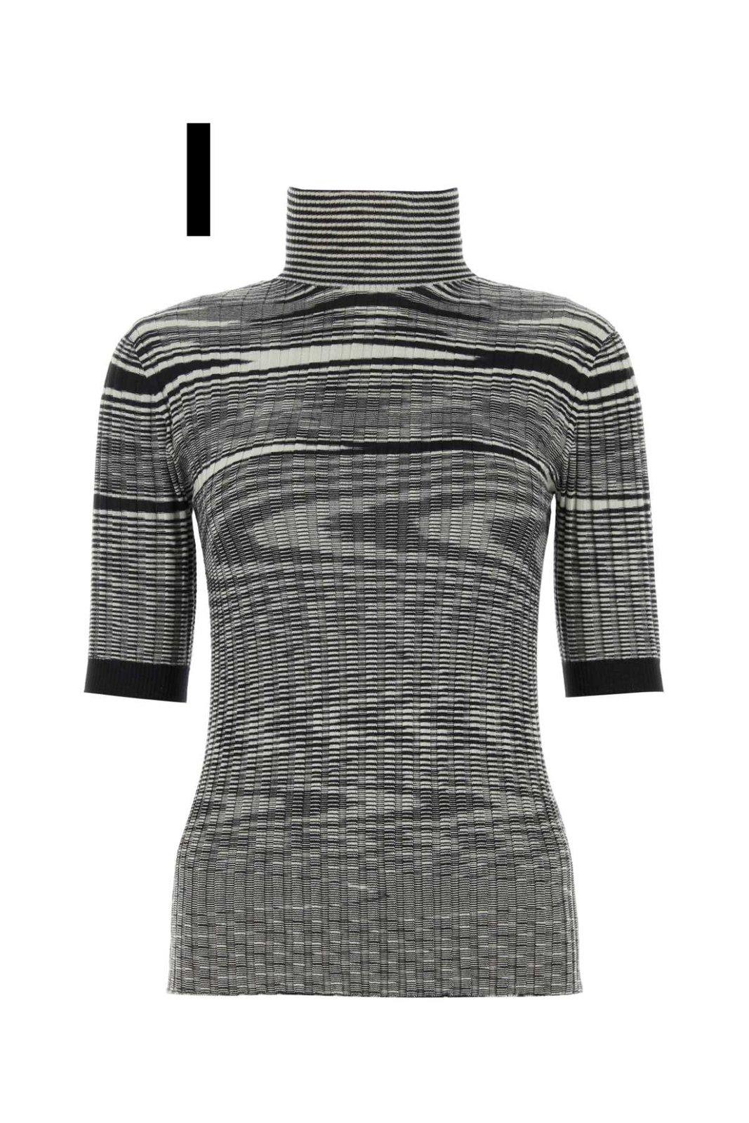 Shop Missoni Turtleneck Short-sleeve Sweater Top In Black