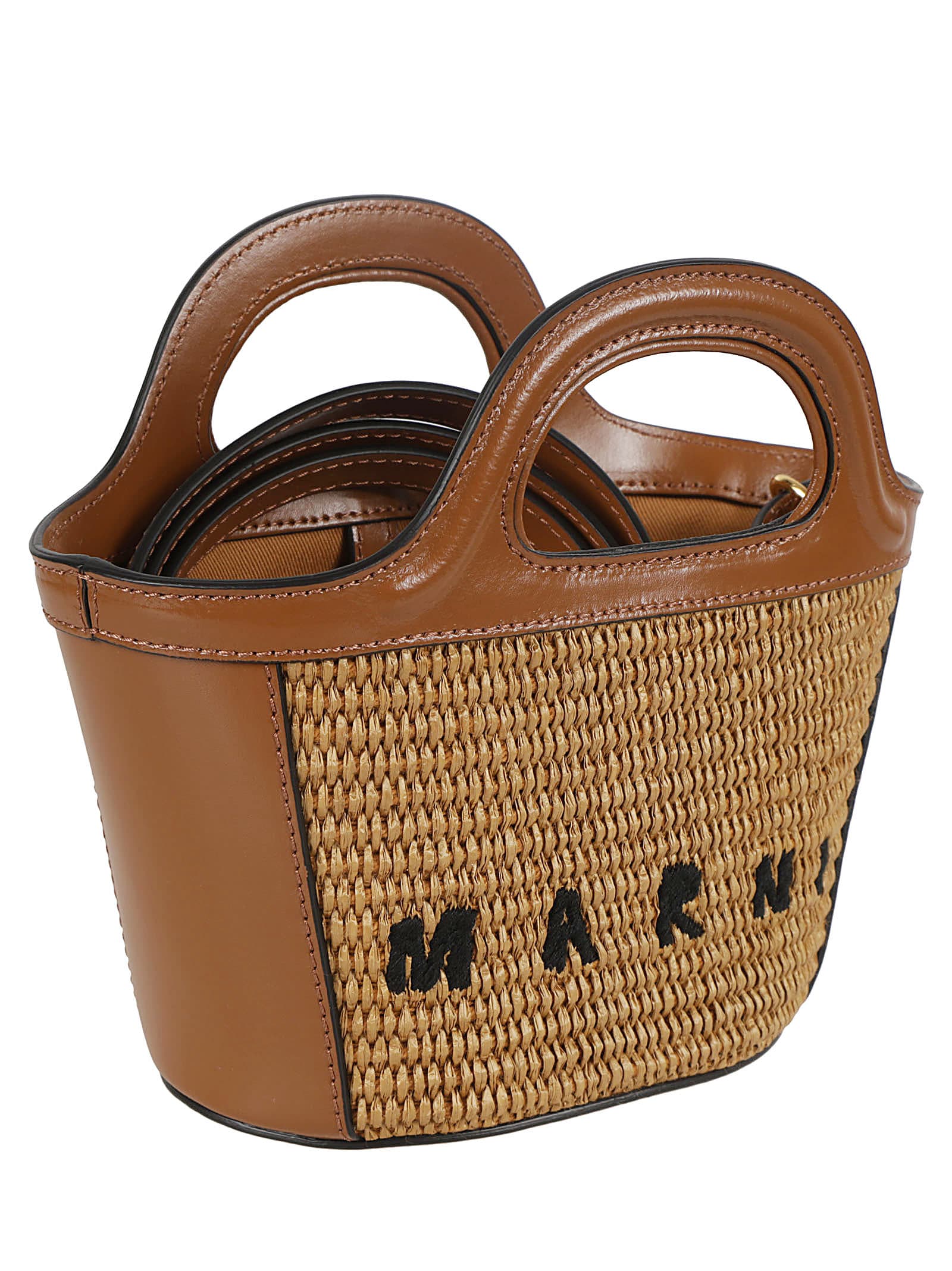 Shop Marni Tropicalia Micro Tote In Raw Sienna