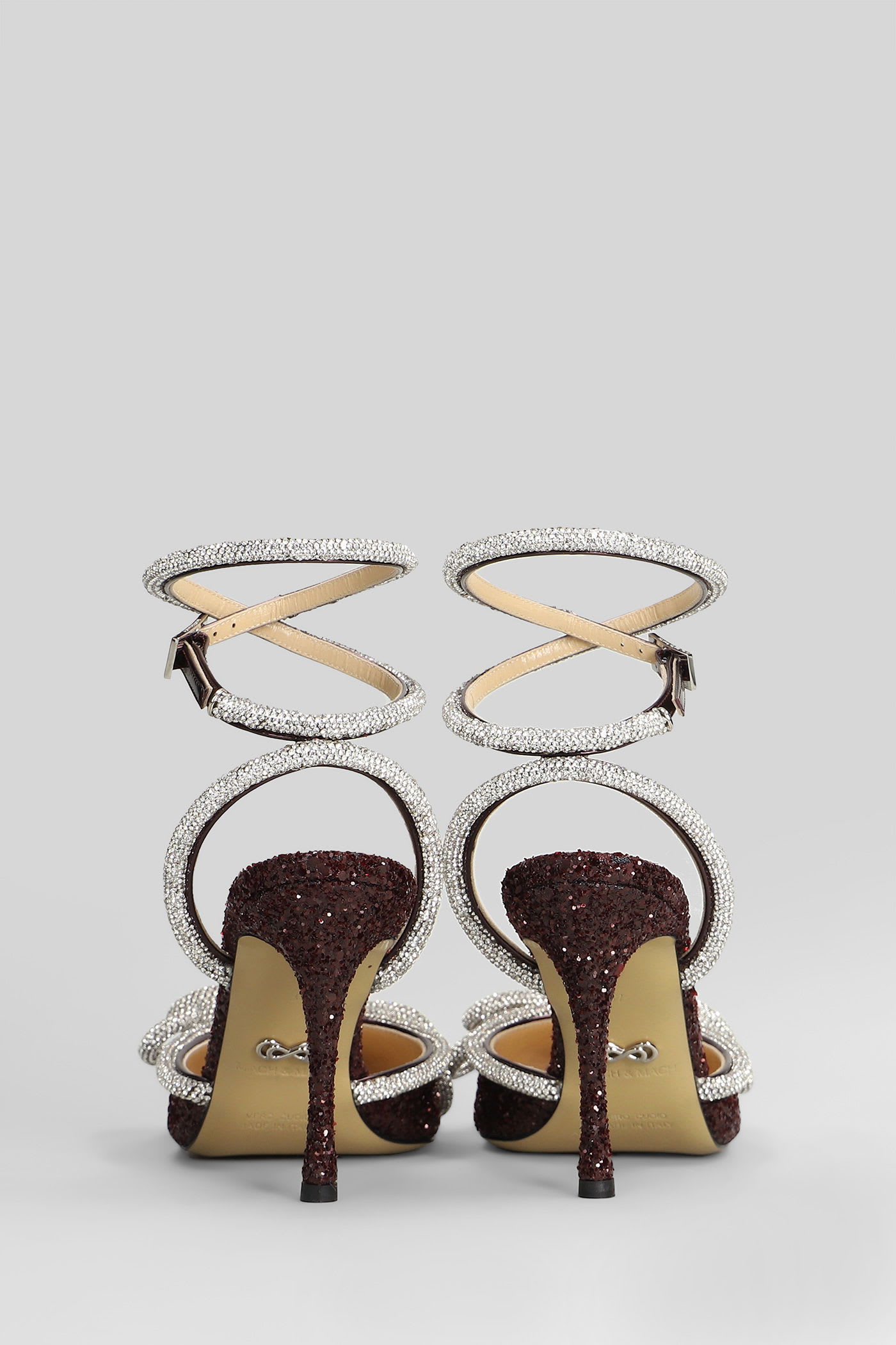 Mach & Mach Pumps In Bordeaux Glitter In Burgundy