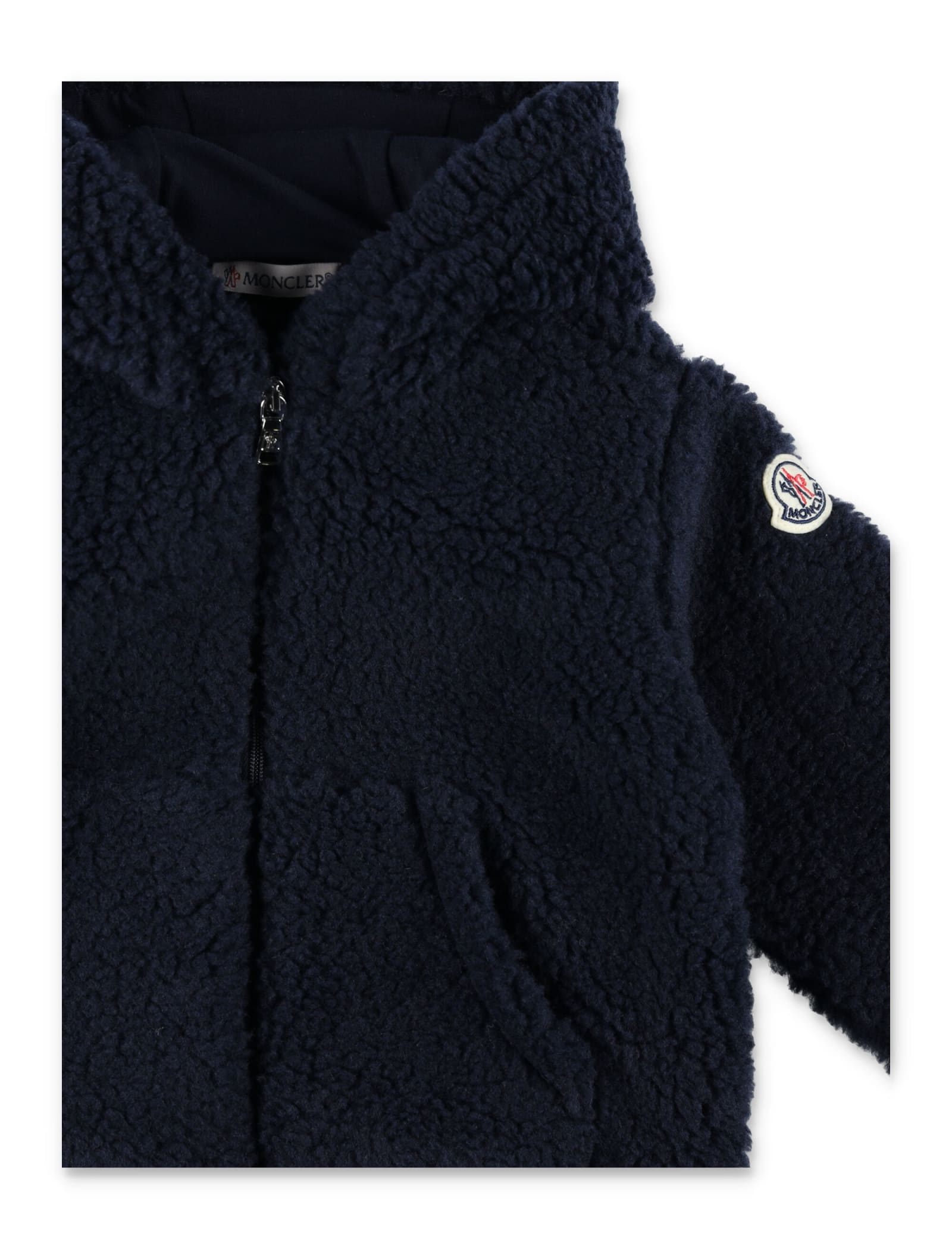 Shop Moncler Ecofur Zip Fleece In Navy