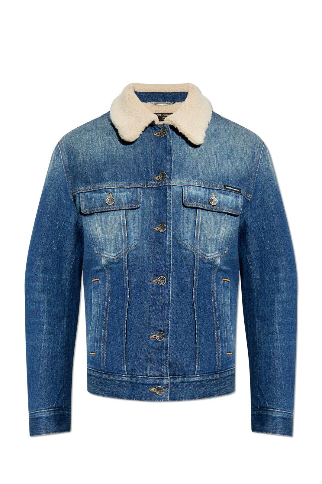 Shop Dolce & Gabbana Logo Plaque Denim Jacket In Variante Abbinata