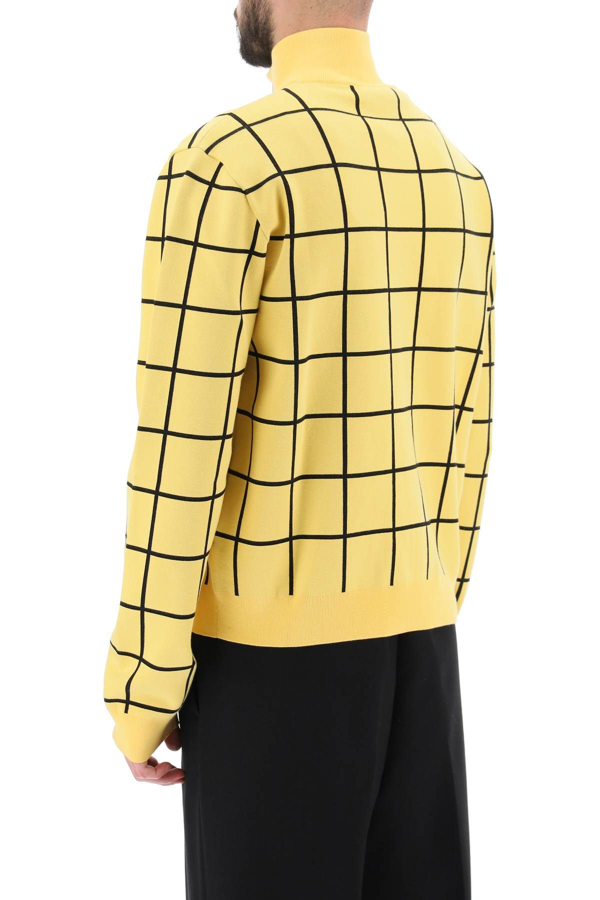 Shop Marni Zip-up Cardigan With Check Motif In Maize (yellow)