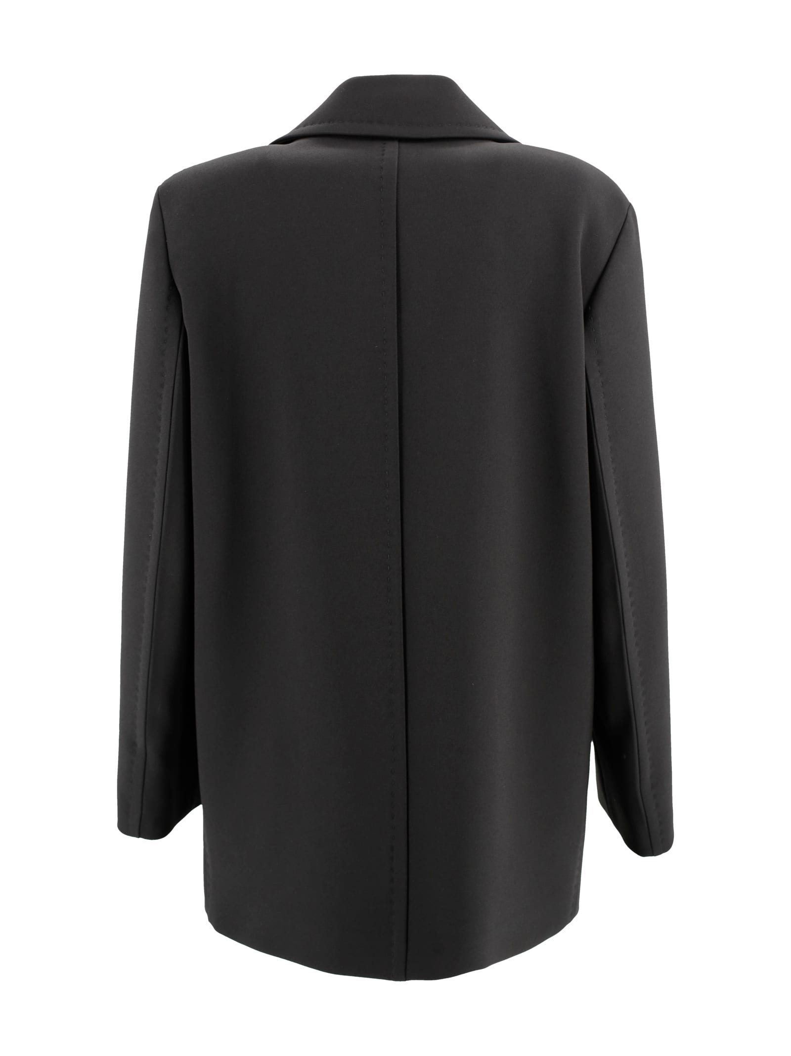 Max Mara Blue Broadcloth Sheree Double-breasted Pea Coat In Black