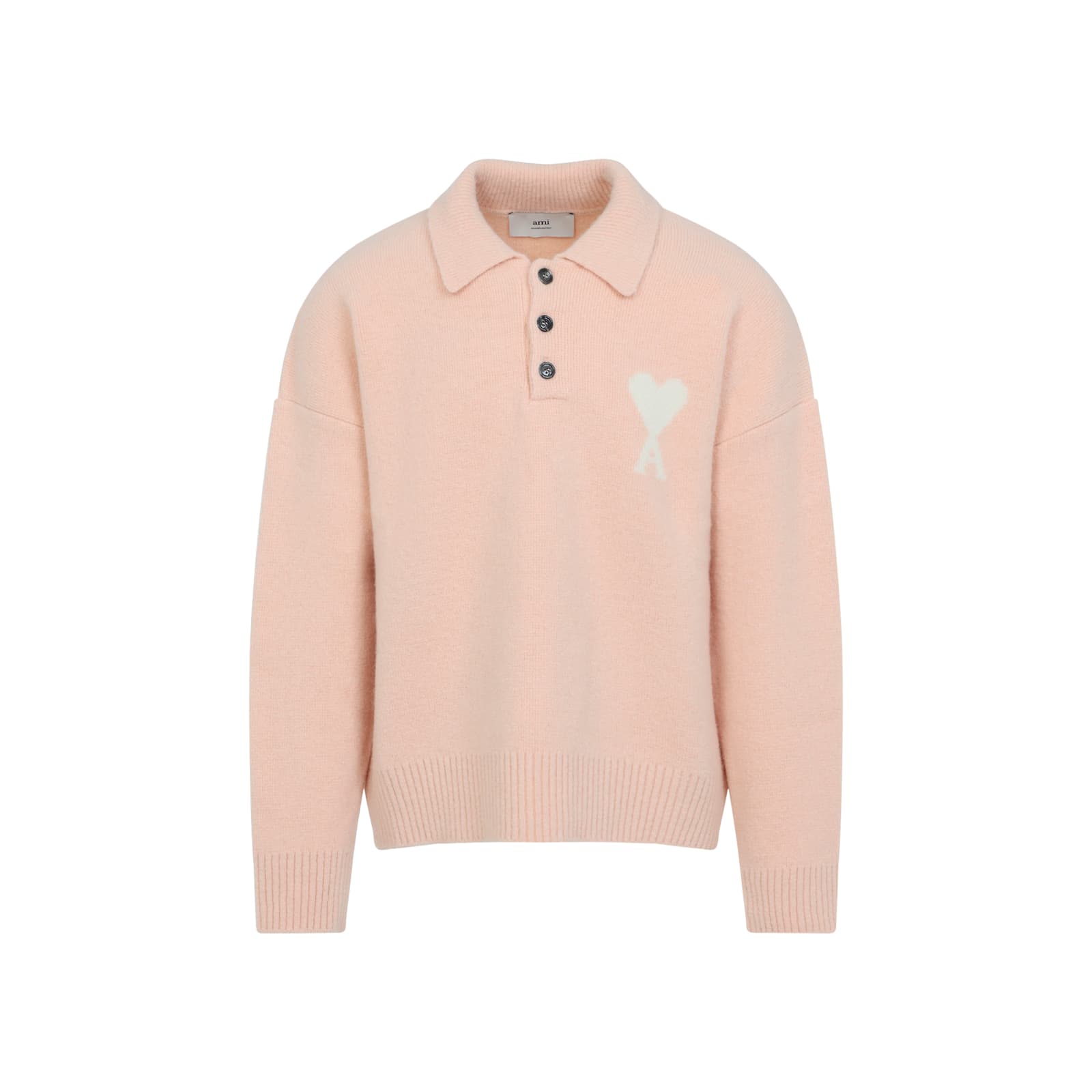Ami Alexandre Mattiussi Ami Paris Powder Pink Ami De Coeur Polo Sweater Men In Orange