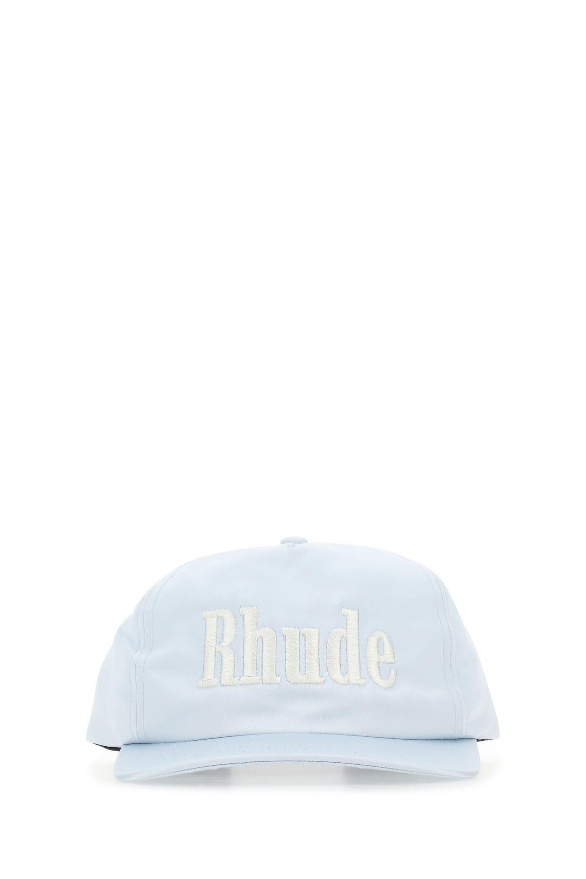 Shop Rhude Pastel Light-blue Satin Baseball Cap In Gnawed Blue
