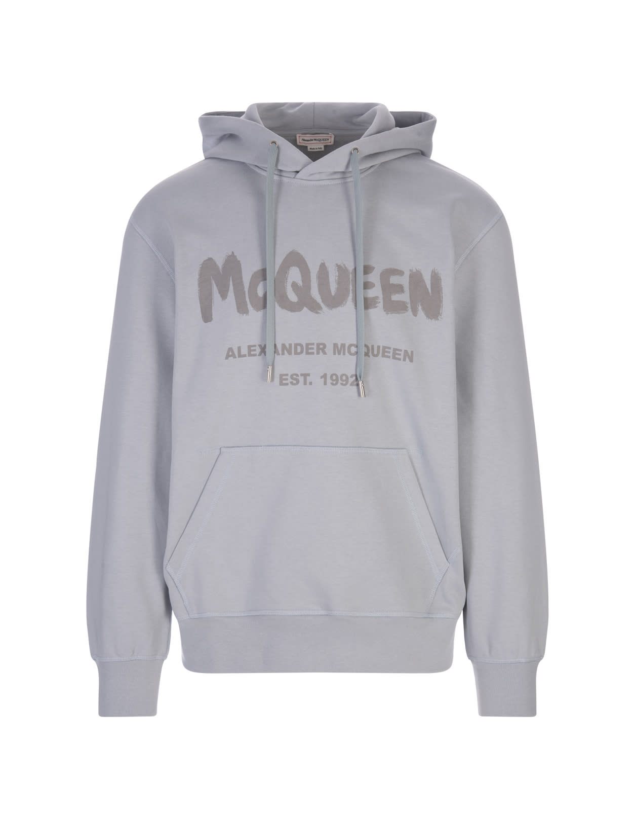 ALEXANDER MCQUEEN DOVE GREY MCQUEEN GRAFFITI HOODIE