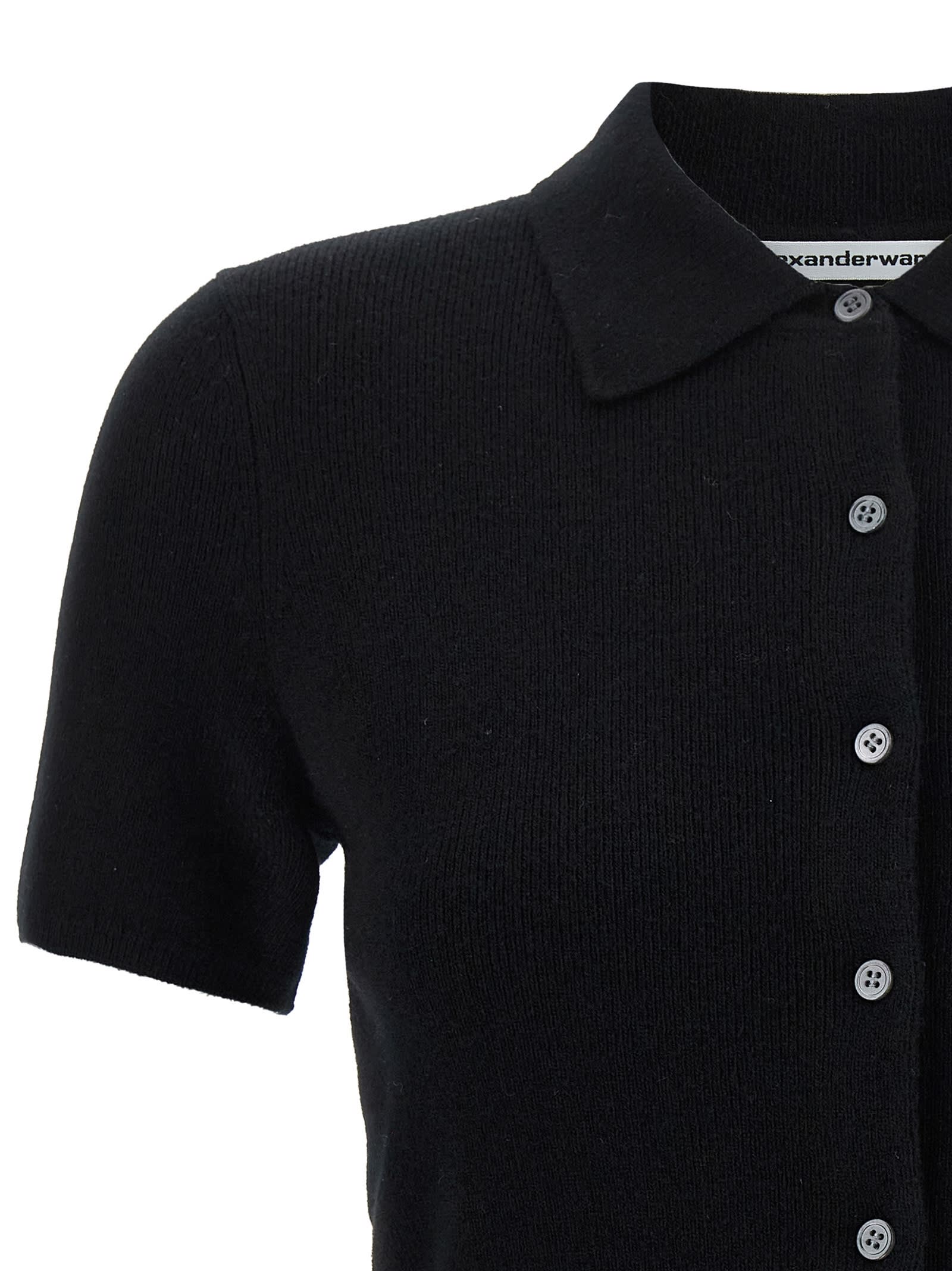 Alexander Wang T T By Alexander Wang Polo Cardigan In Black