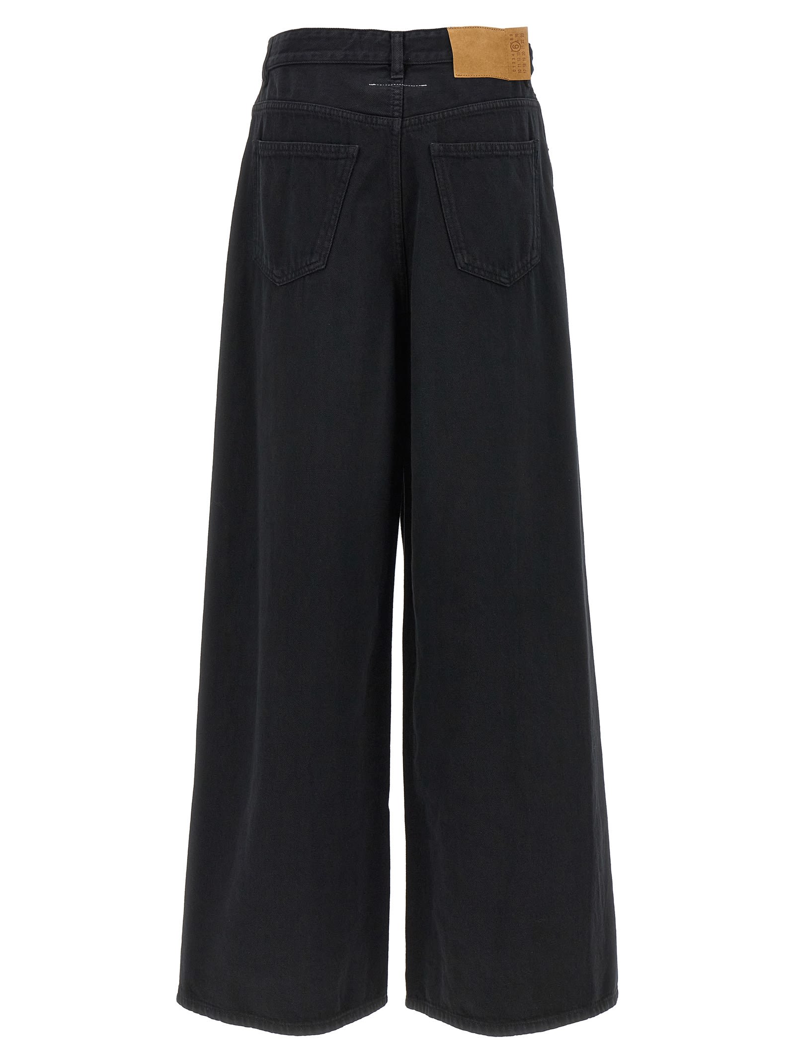 Shop Mm6 Maison Margiela Wide Leg Jeans In Black