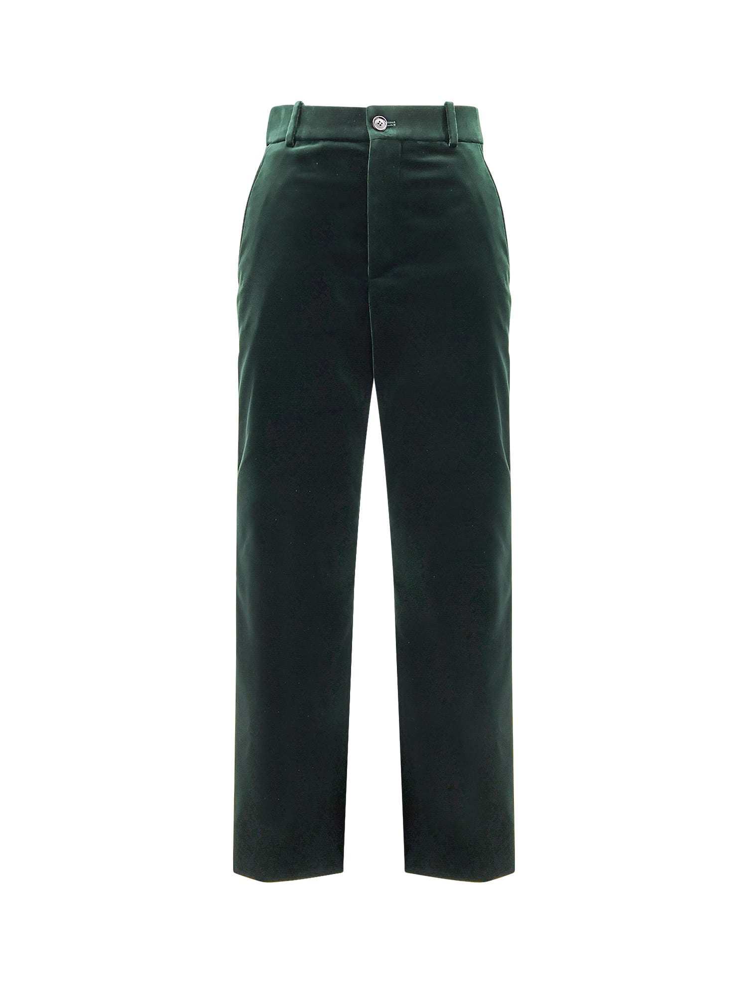 Saint Laurent Velvet Trousers In Green