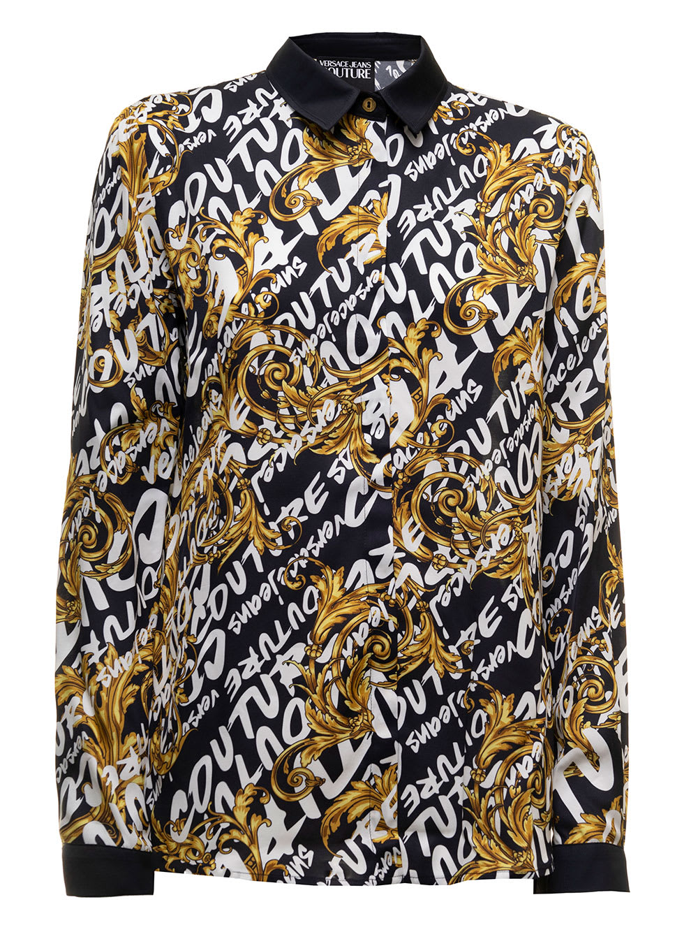 Versace Jeans Couture Womans Viscose Shirt With Brush Logo Print