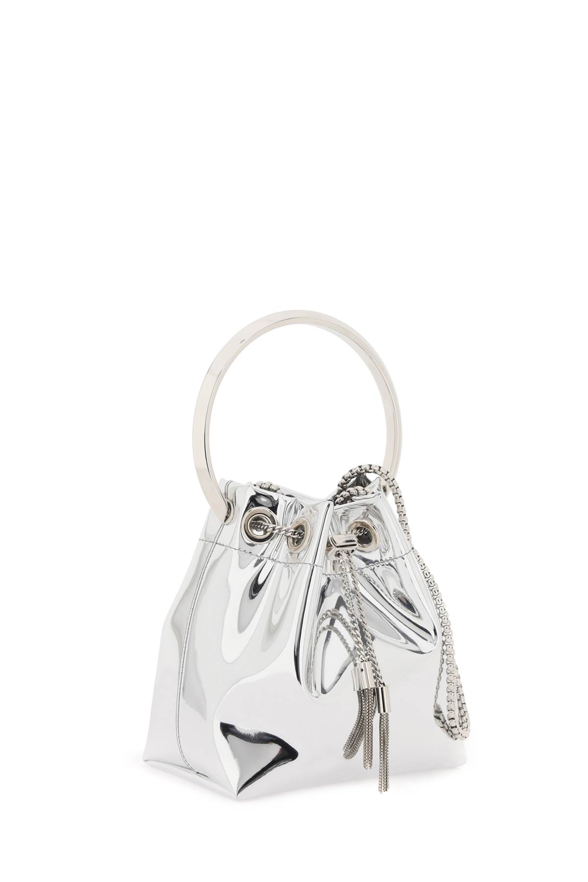 Shop Jimmy Choo Bon Bon Mirror-effect Bag In Silver (silver)