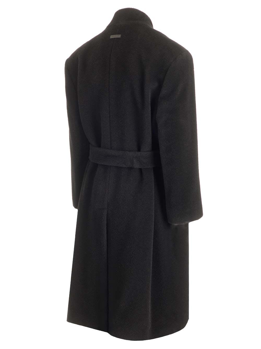 Shop Fear Of God Alpaca Lapelleless Overcoat In Black