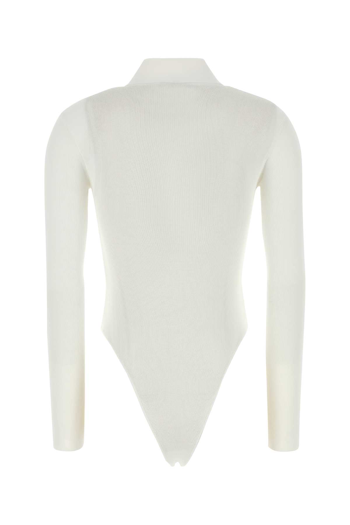 Self-portrait White Viscose Bodysuit In White