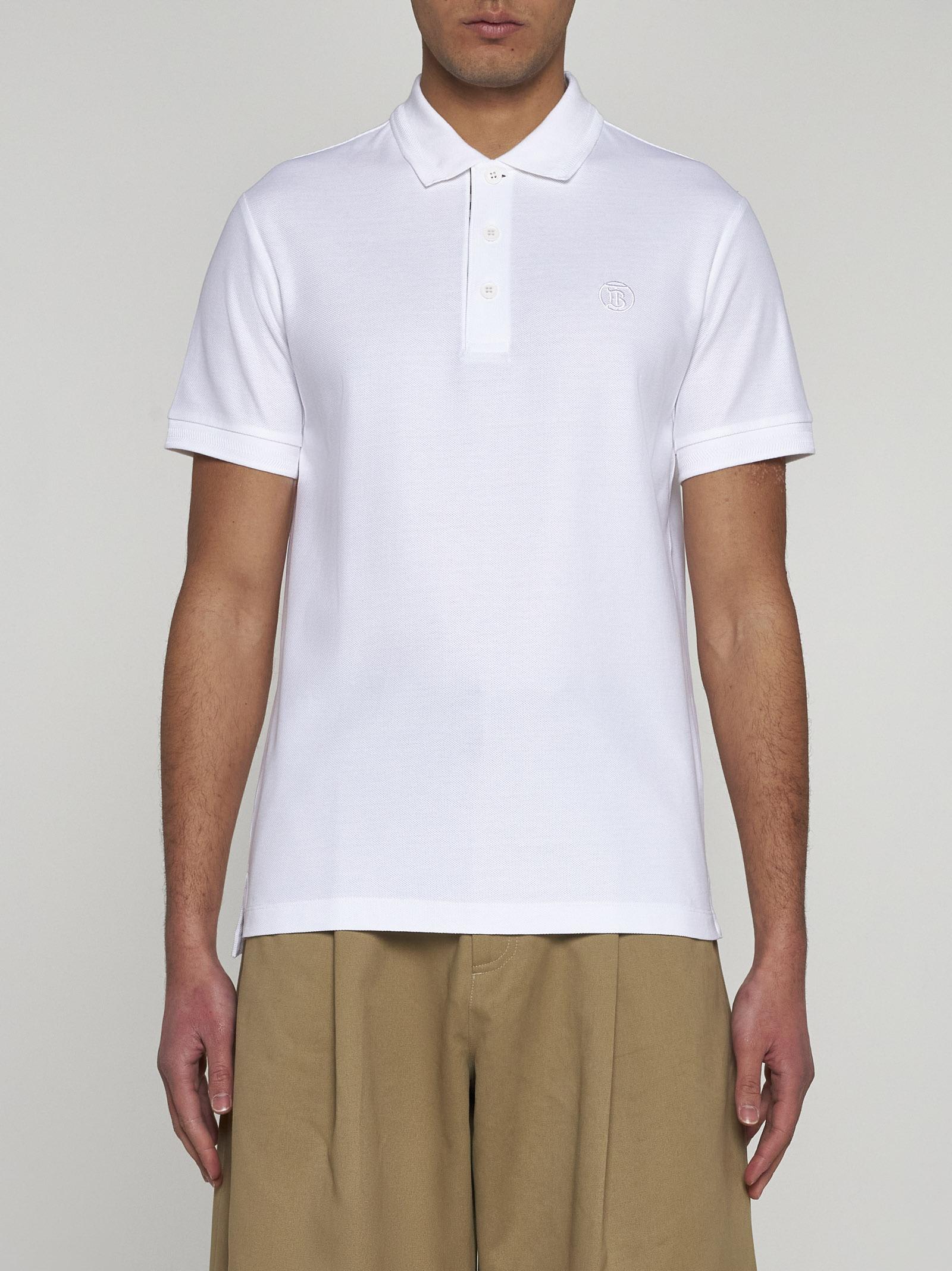 Shop Burberry Eddie Cotton Polo Shirt In White