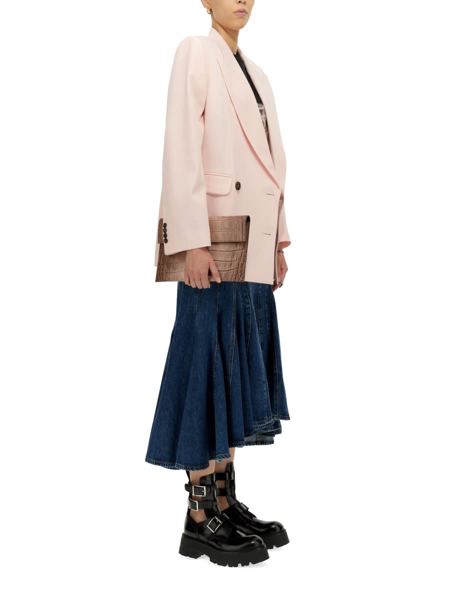 Alexander Mcqueen Double-breasted Wool Blazer In Pink