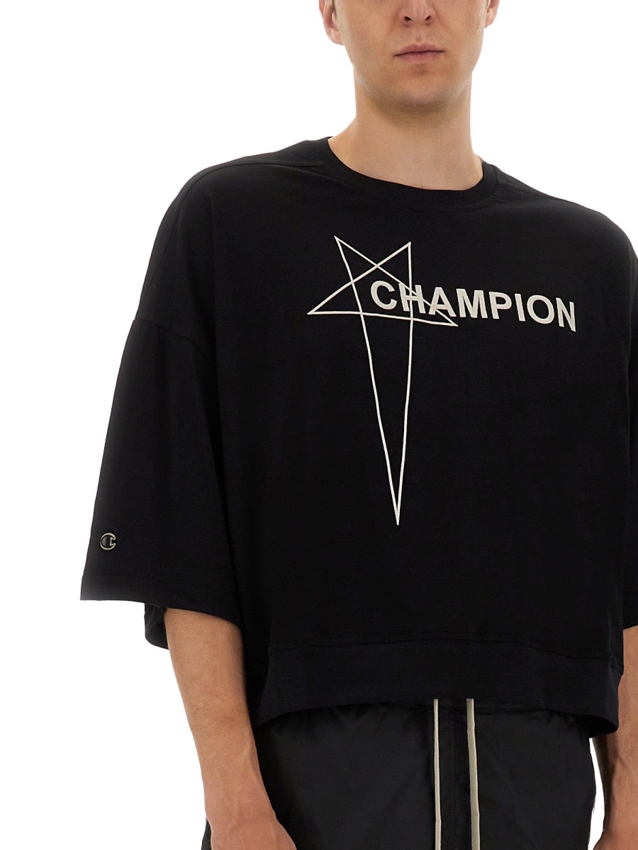 Rick Owens Tommy Cropped T-shirt In Black