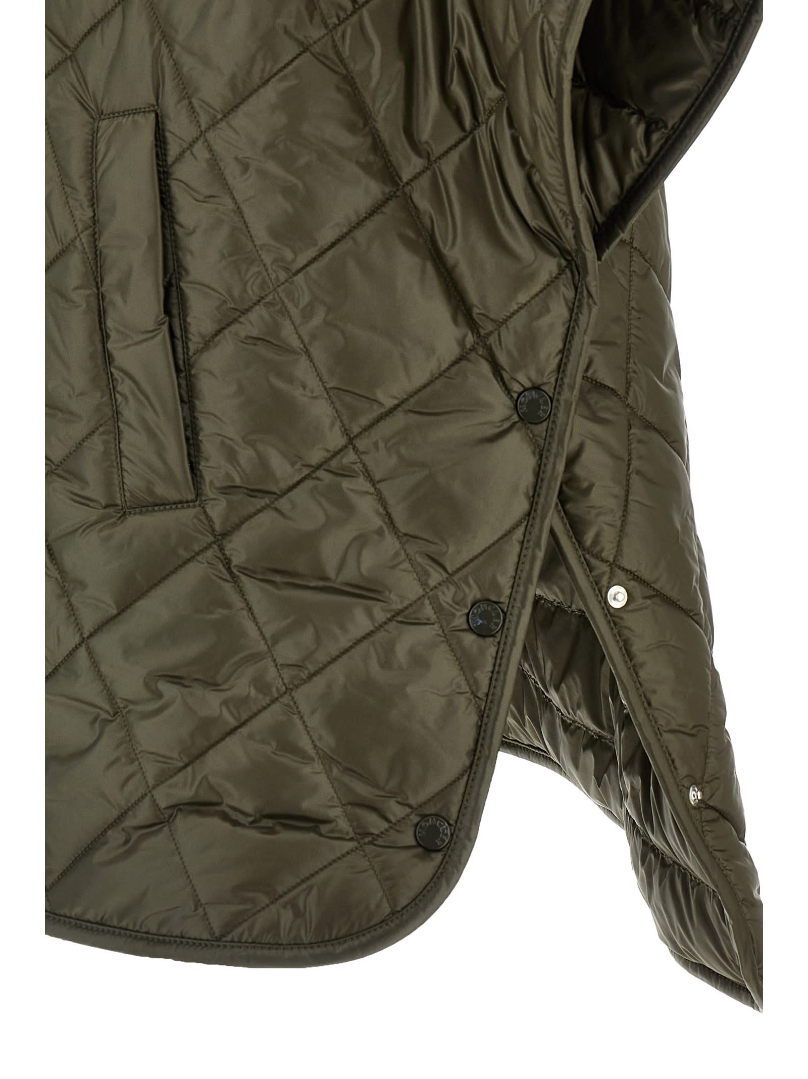 Shop Moncler Teddy Neck Cape In Green