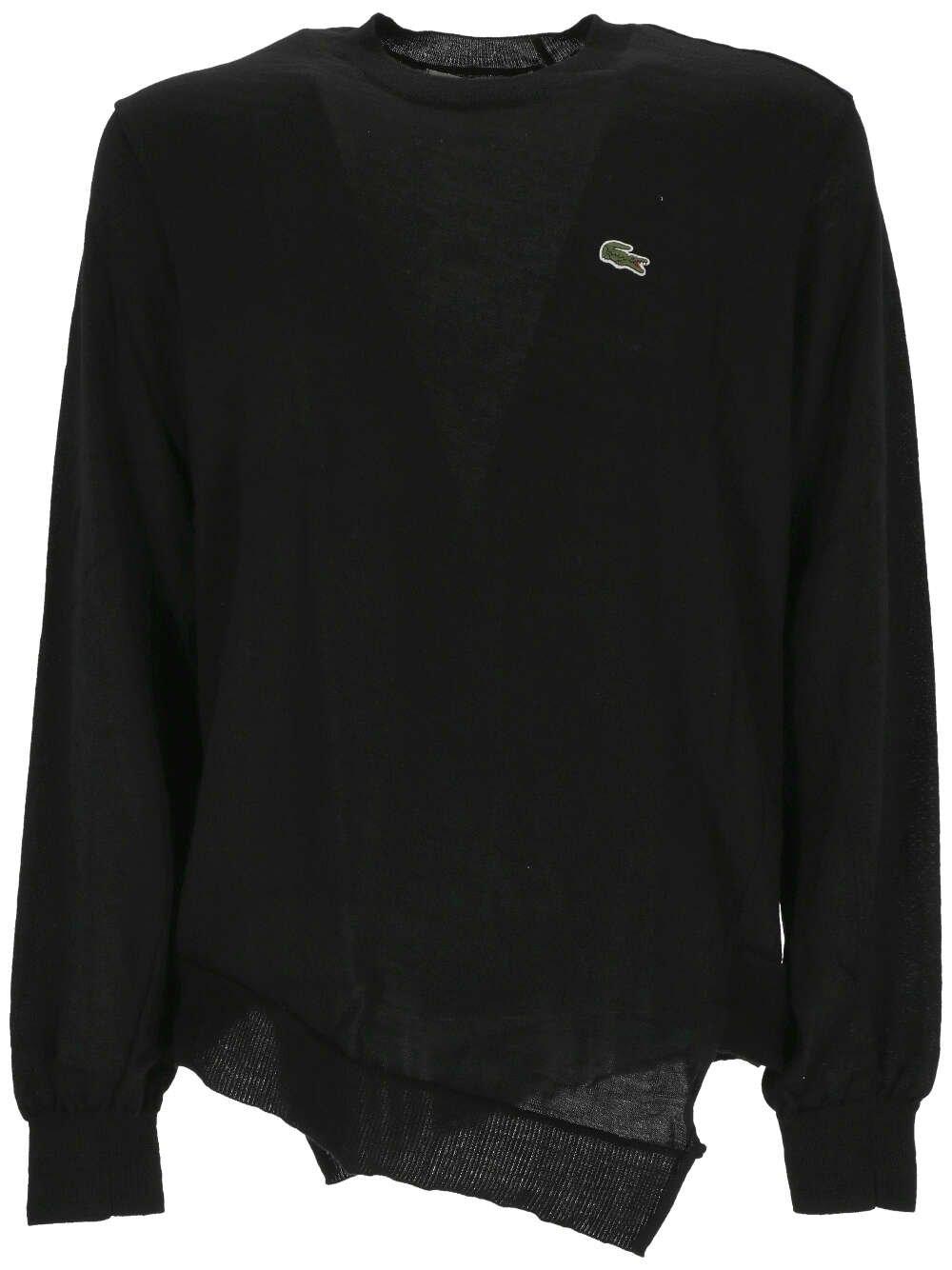 Shop Lacoste Shirt X  Logo Embroidered Crewneck Jumper In Nero