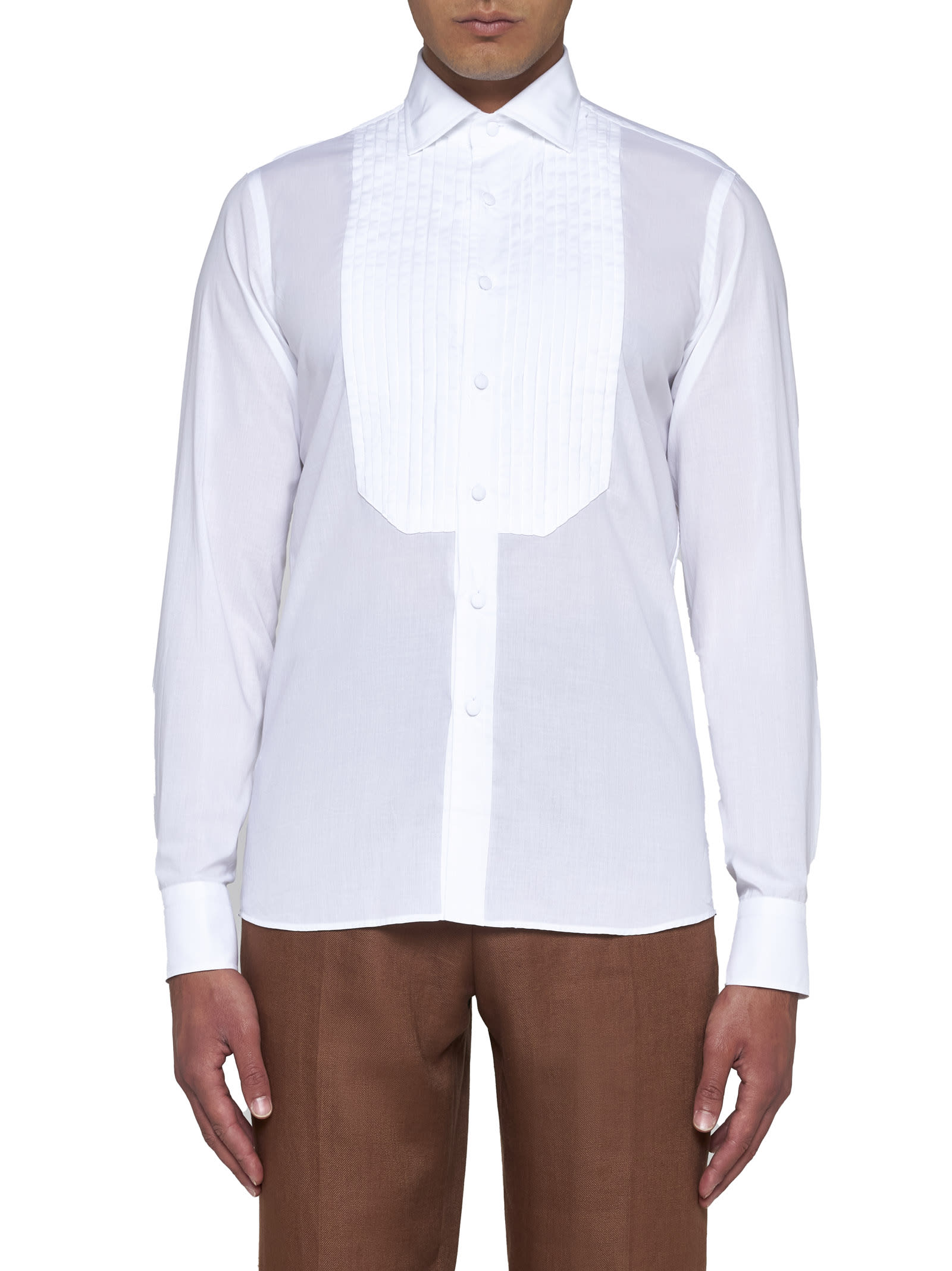 Shop Tagliatore Shirt In Cream