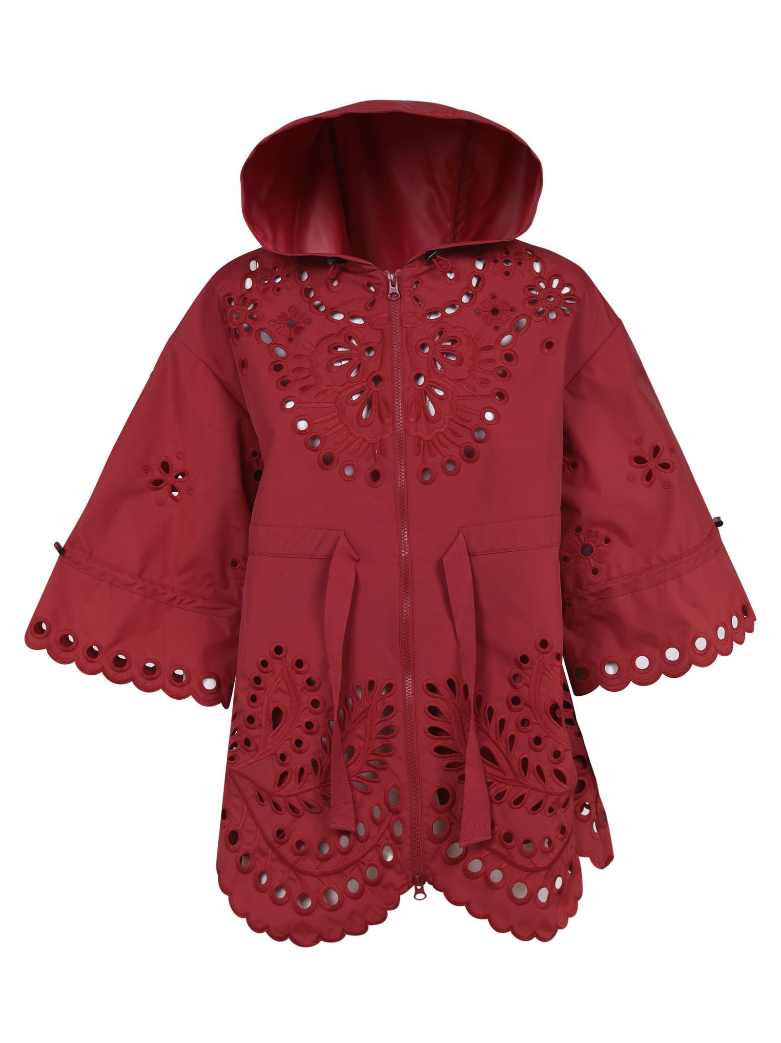 RED Valentino Flared Cuffs Perforated Raincoat