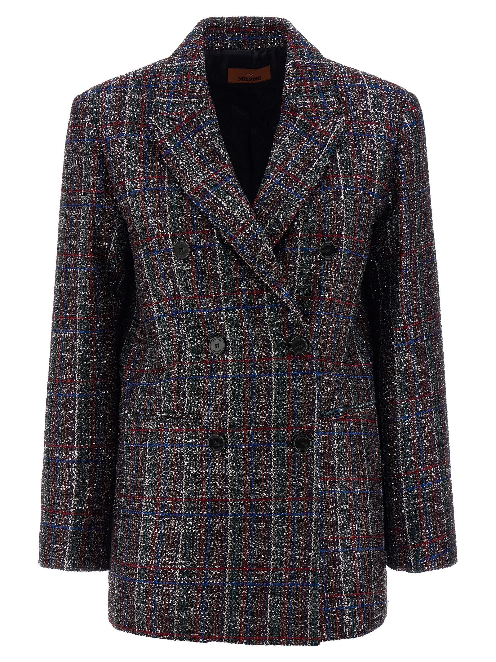 Missoni Sequin Tartan Blazer In Black