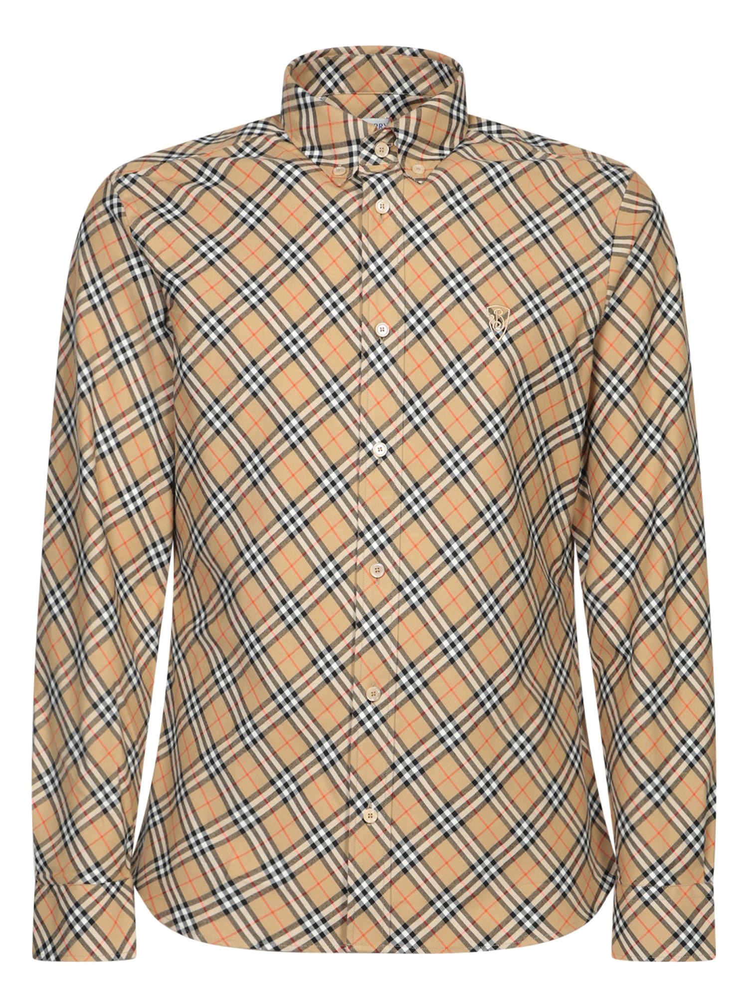 Shop Burberry Sand Check Shirt In Beige