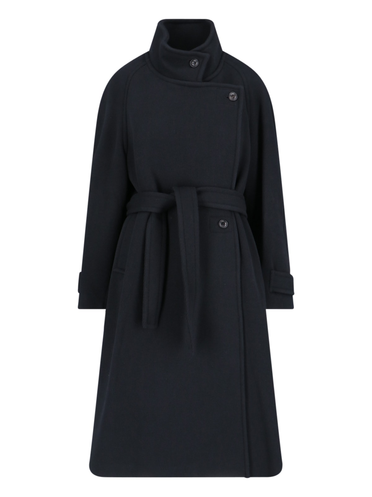 Shop Low Classic High Neck Coat In Black