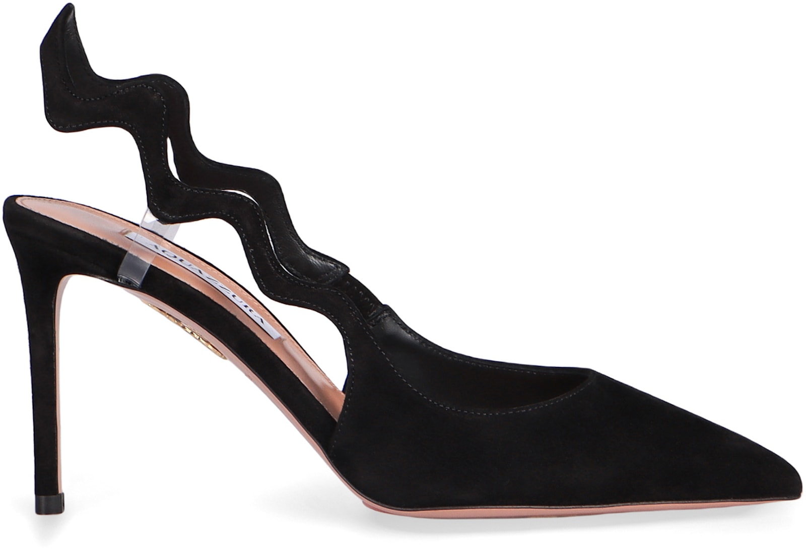 Aquazzura 85mm Artiste Sling Wave-detail Slingback Pumps In Black
