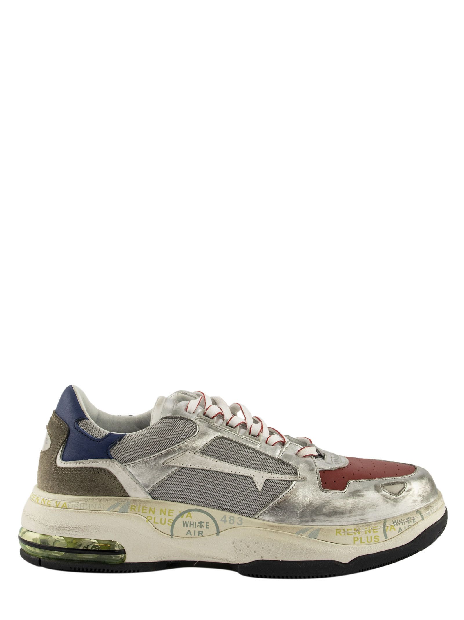 PREMIATA DRAKE 016 SNEAKERS SILVER AND RED,11219766
