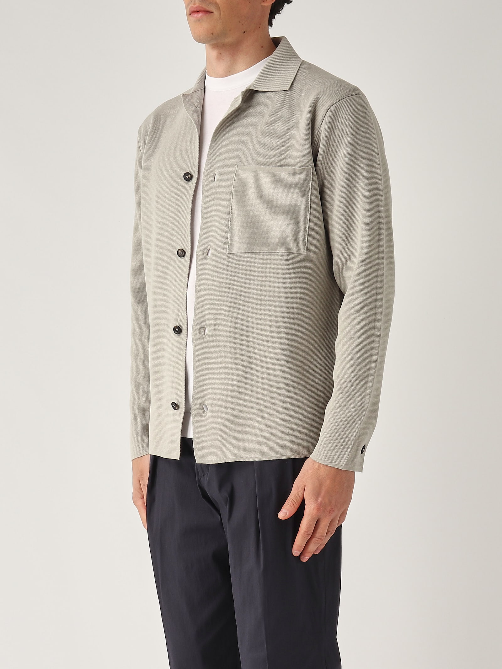 Filippo De Laurentiis Overshirt In Maglia M/l In Crepe Cotton Blazer In Gray