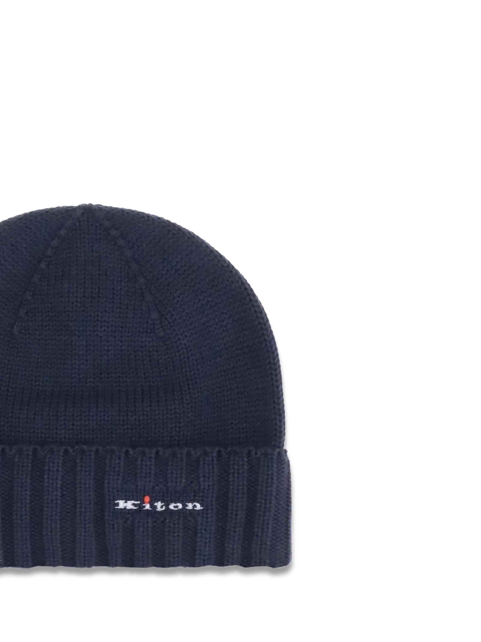 Kiton Men Wool Beanie Hat In Blue