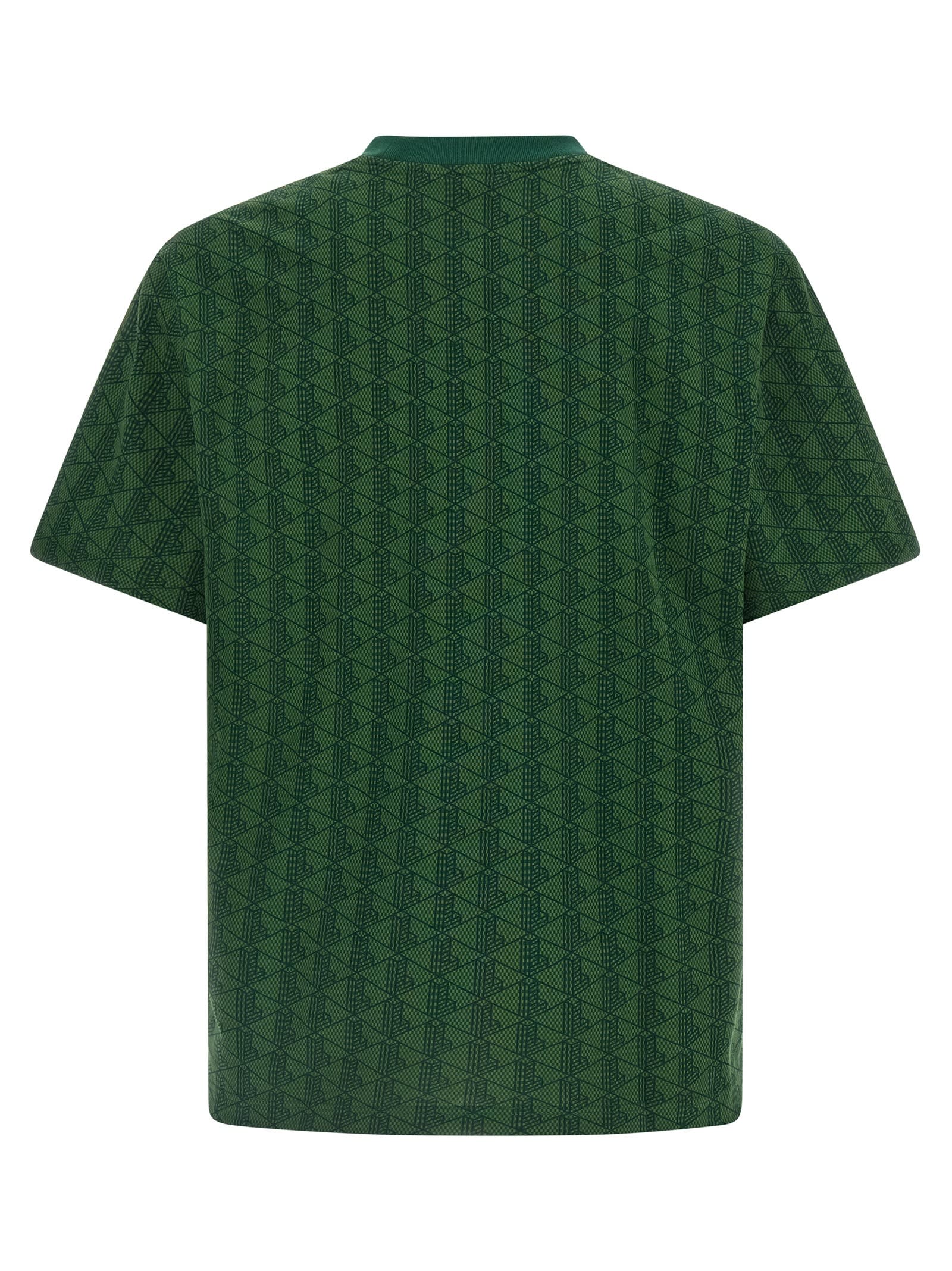 Lacoste Geometric Pattern Crew Neck Short Sleeve T-shirt In Green