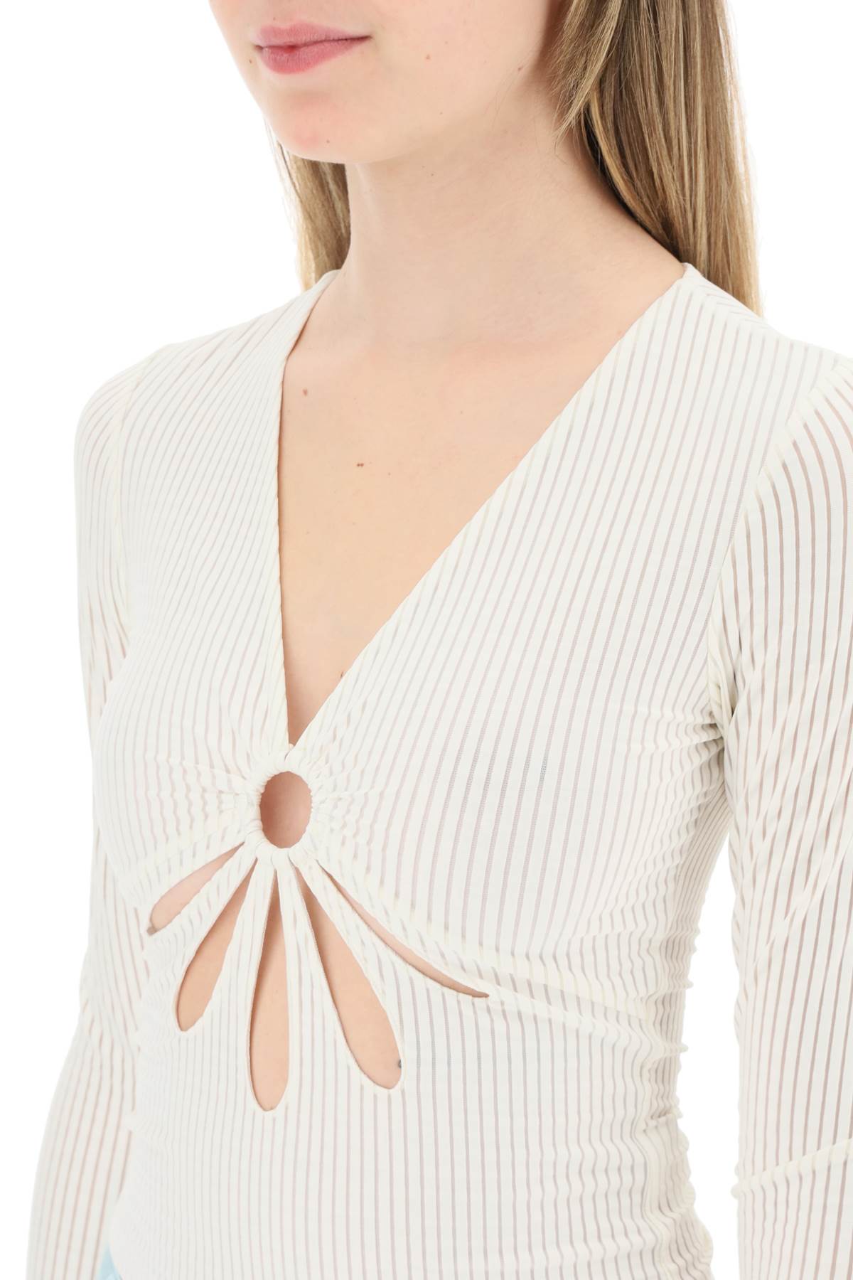 Shop Collina Strada Flower Top With Cut Outs In Sheersucker (white)