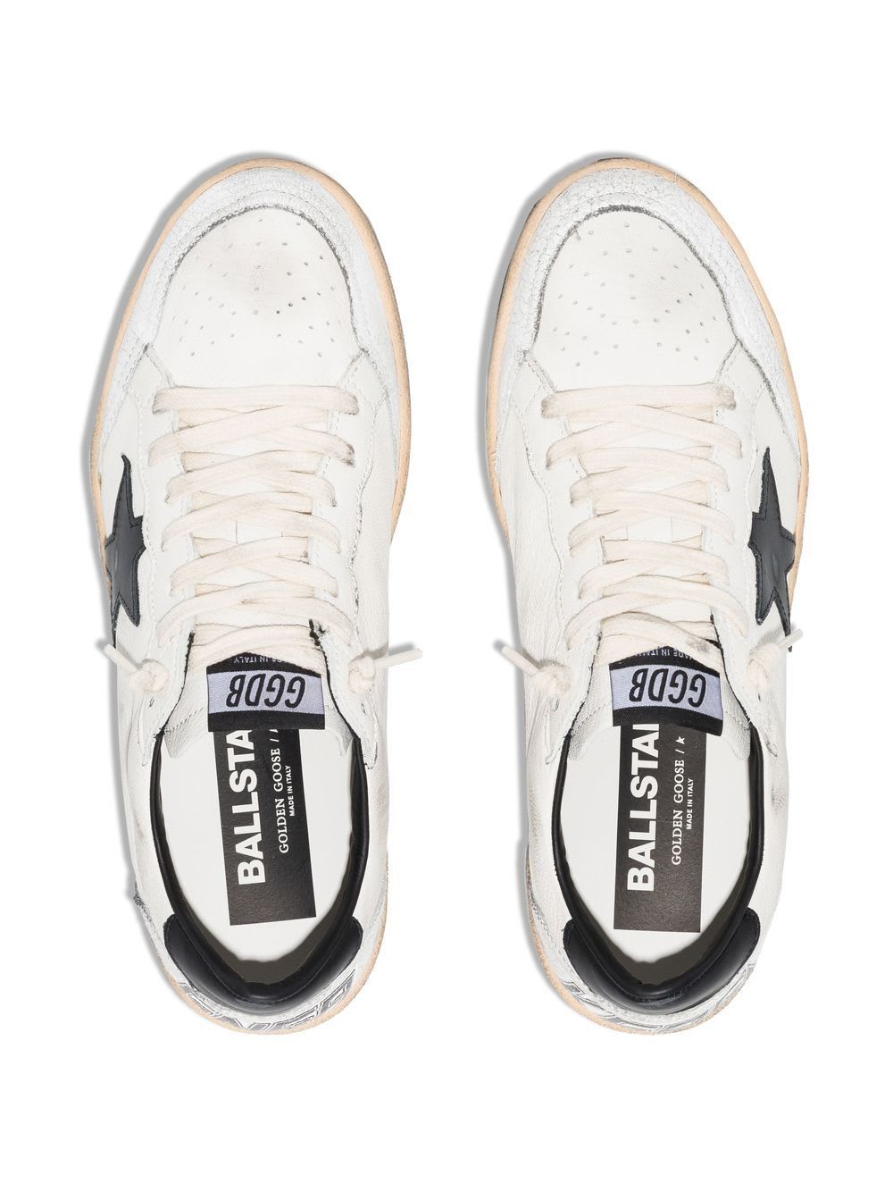 Shop Golden Goose Ballstar Nappa Upper Leather Star And Heel Crack Toe And Spur In White Black