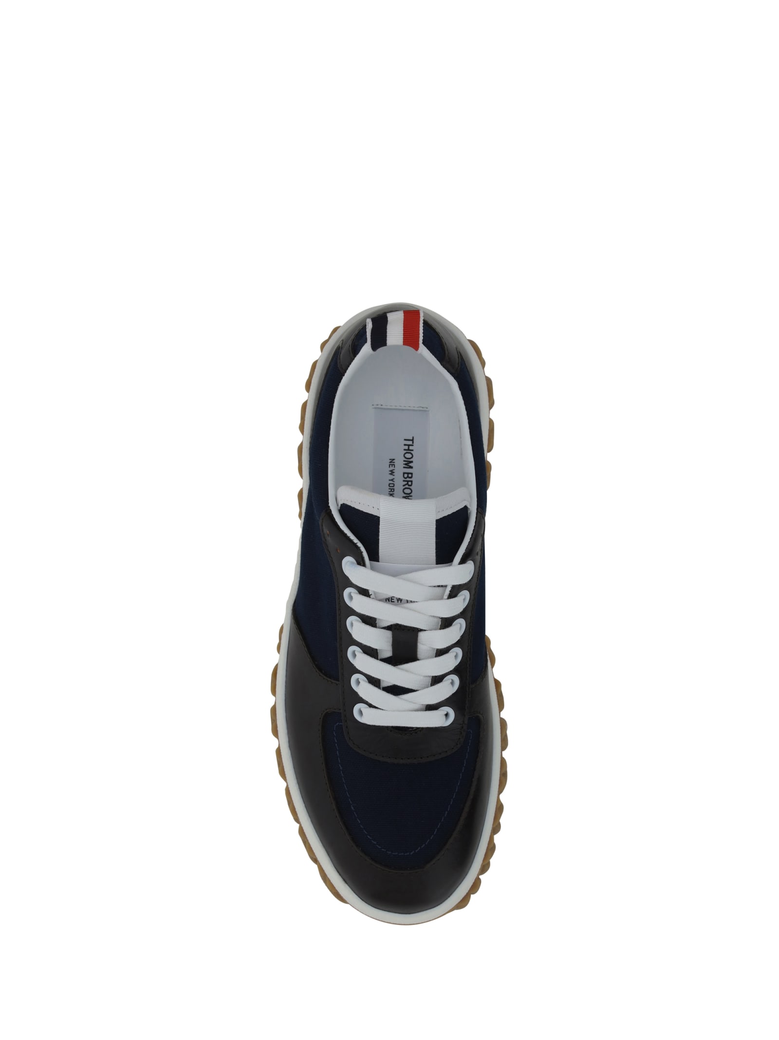 Shop Thom Browne Letterman Sneakers In Navy